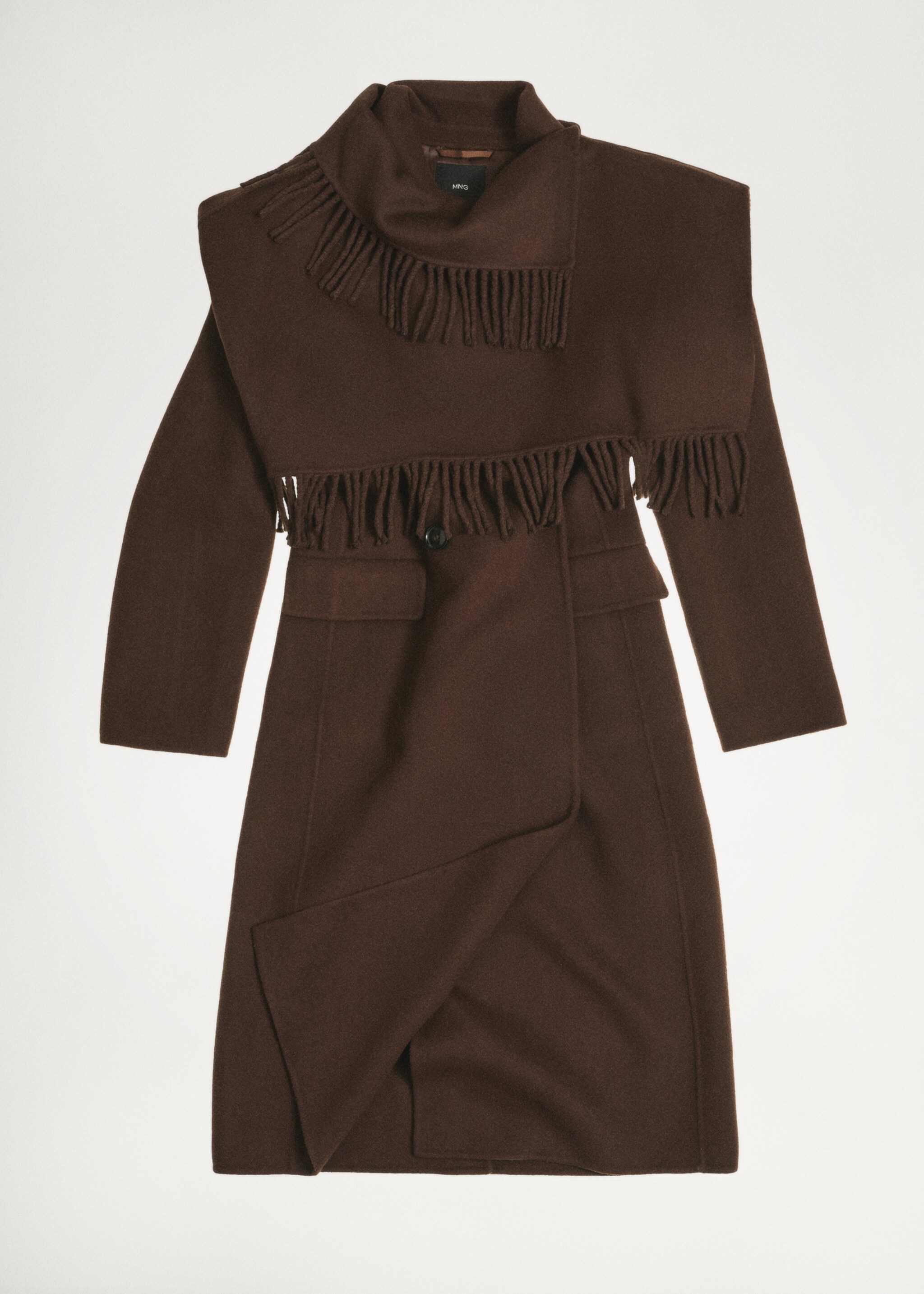 Manteau laine écharpe franges - Détail de l'article 7, Chocolat. Ref: 77017679-00.