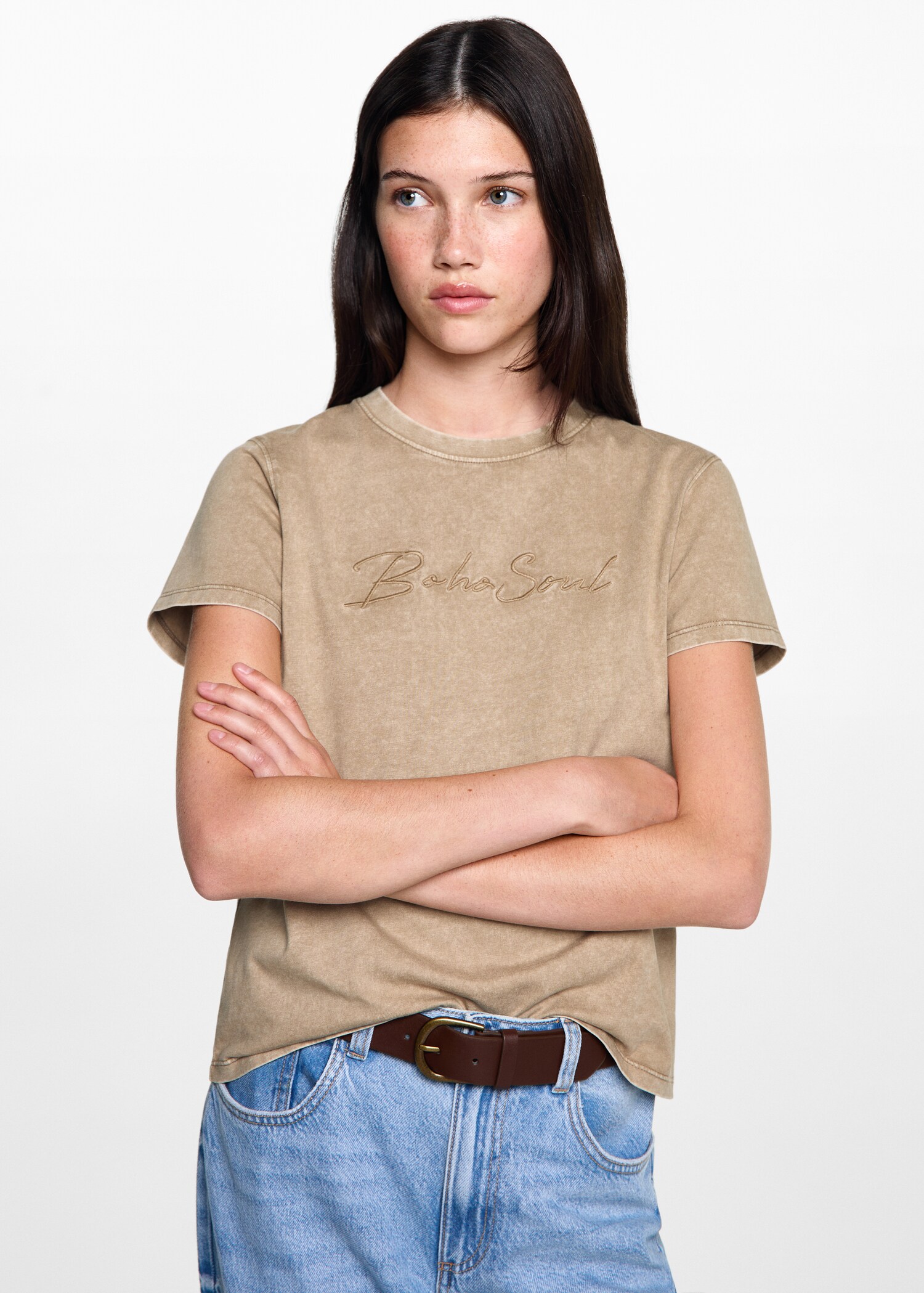 Baumwoll-T-Shirt mit Wasch-Effekt - Mittlere Ansicht