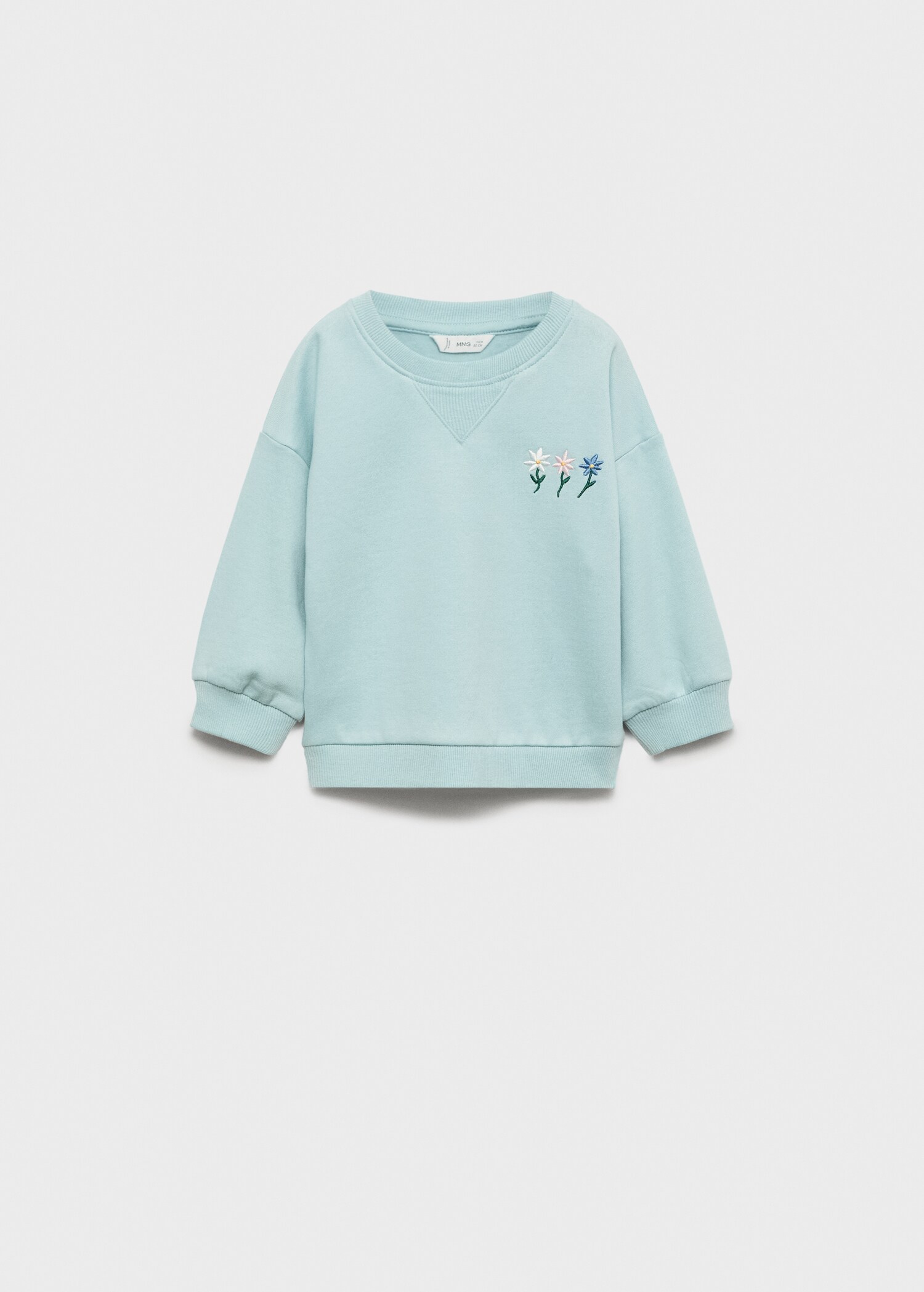 Sweatshirt med blombroderi - Artikel utan modell