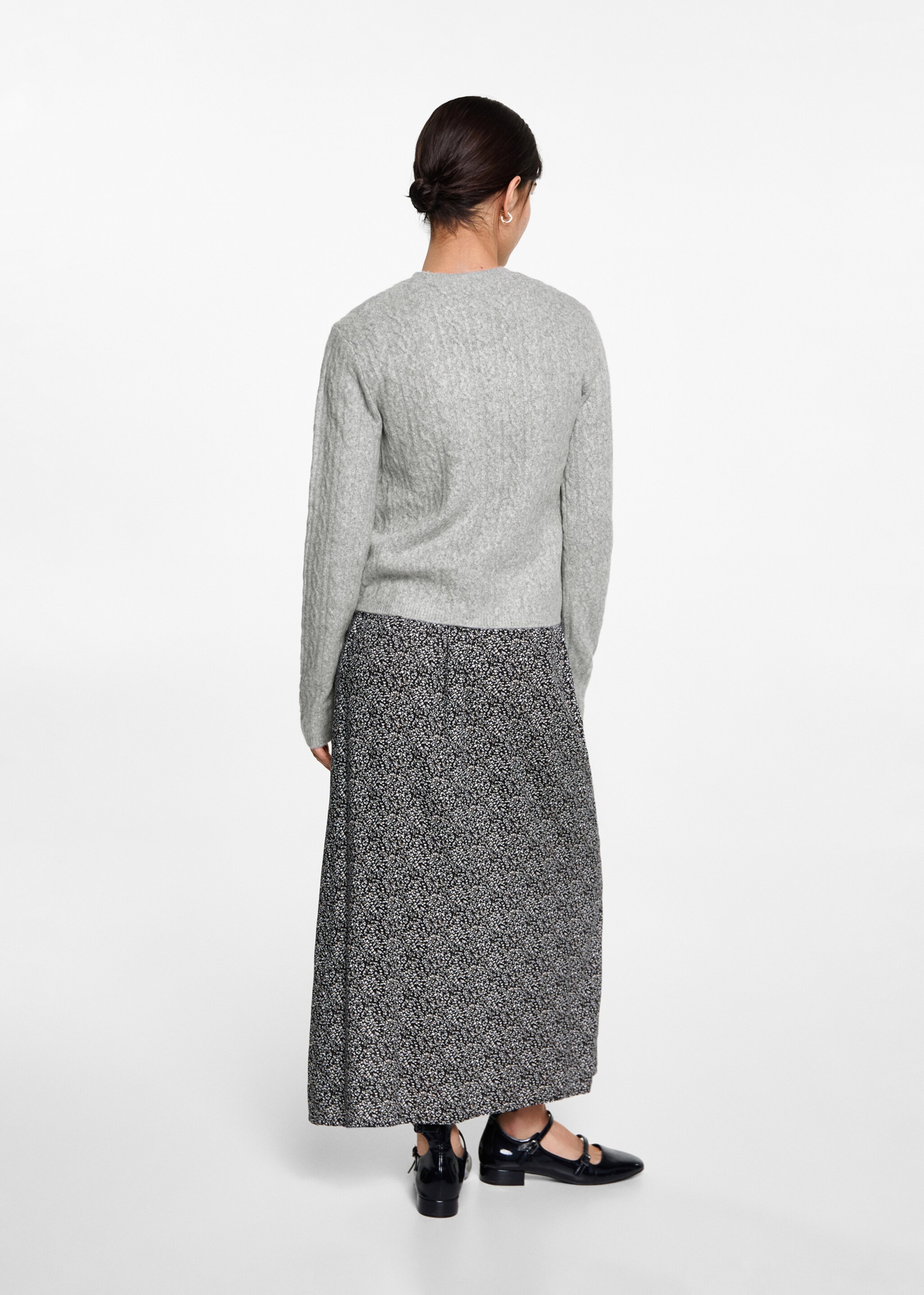 Braided knitted sweater - Reverse of the article, Medium Heather Grey. Ref: 77017703-00.
