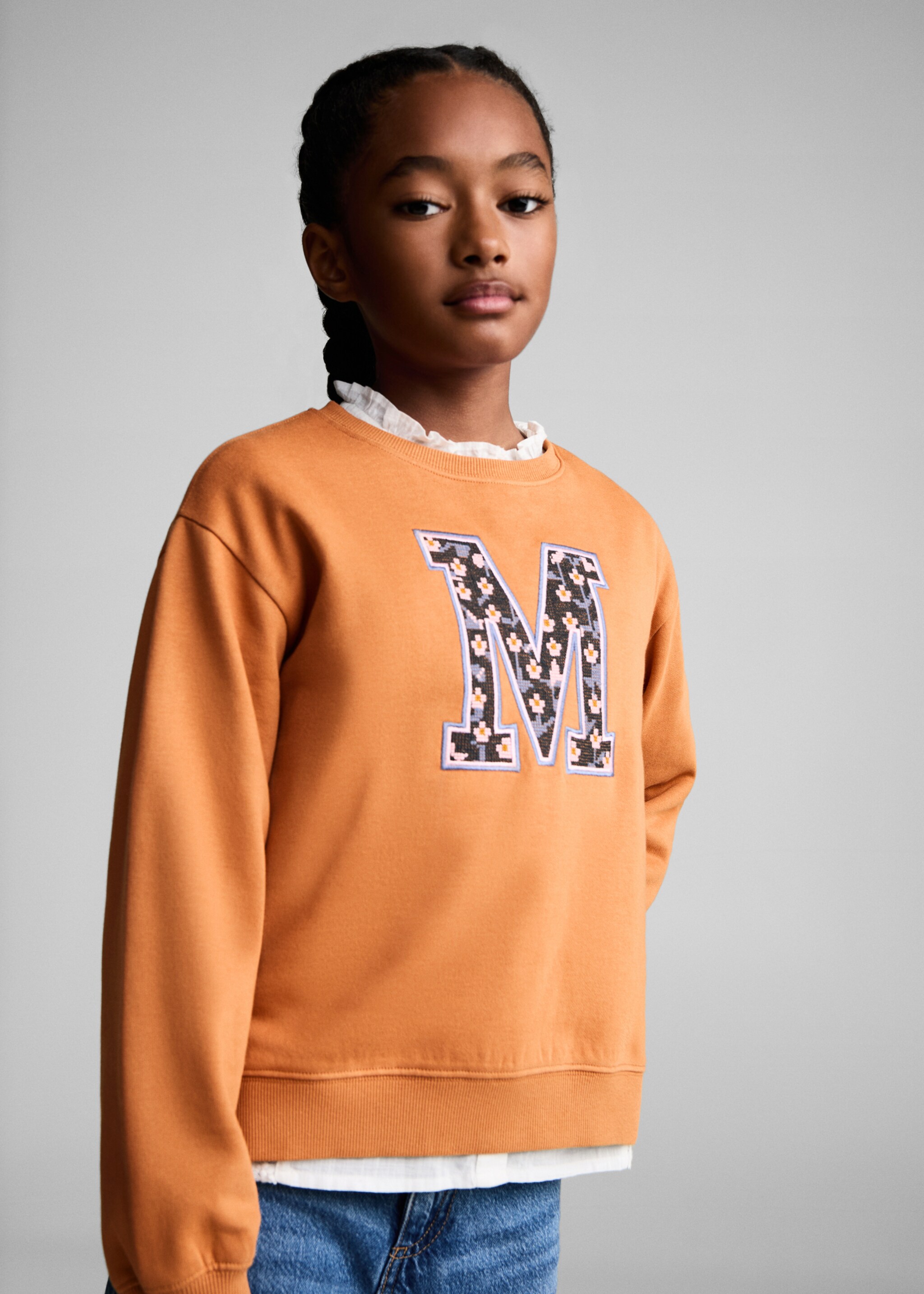 Baumwoll-Sweatshirt mit Stickdetail - Mittlere Ansicht