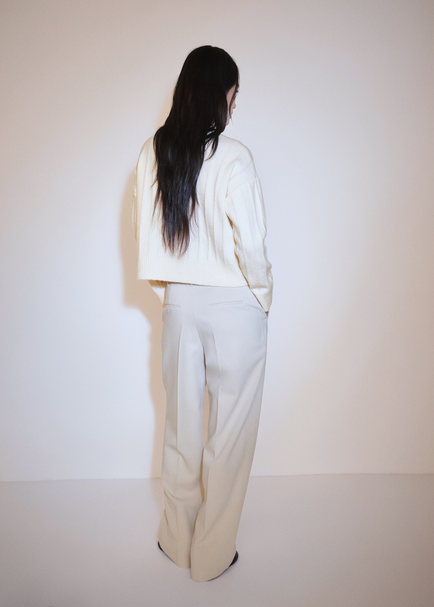 Úpletový svetr s výstřihem perkins - Zadní strana zboží