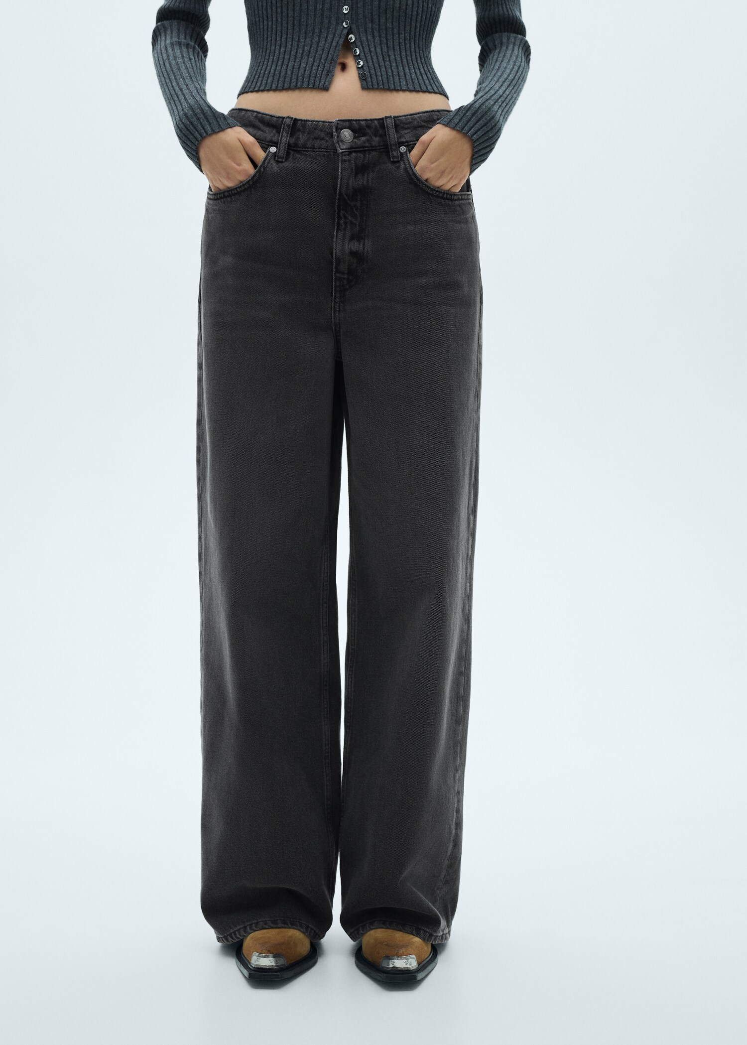 Wideleg loose low-rise jeans - Middenvlak