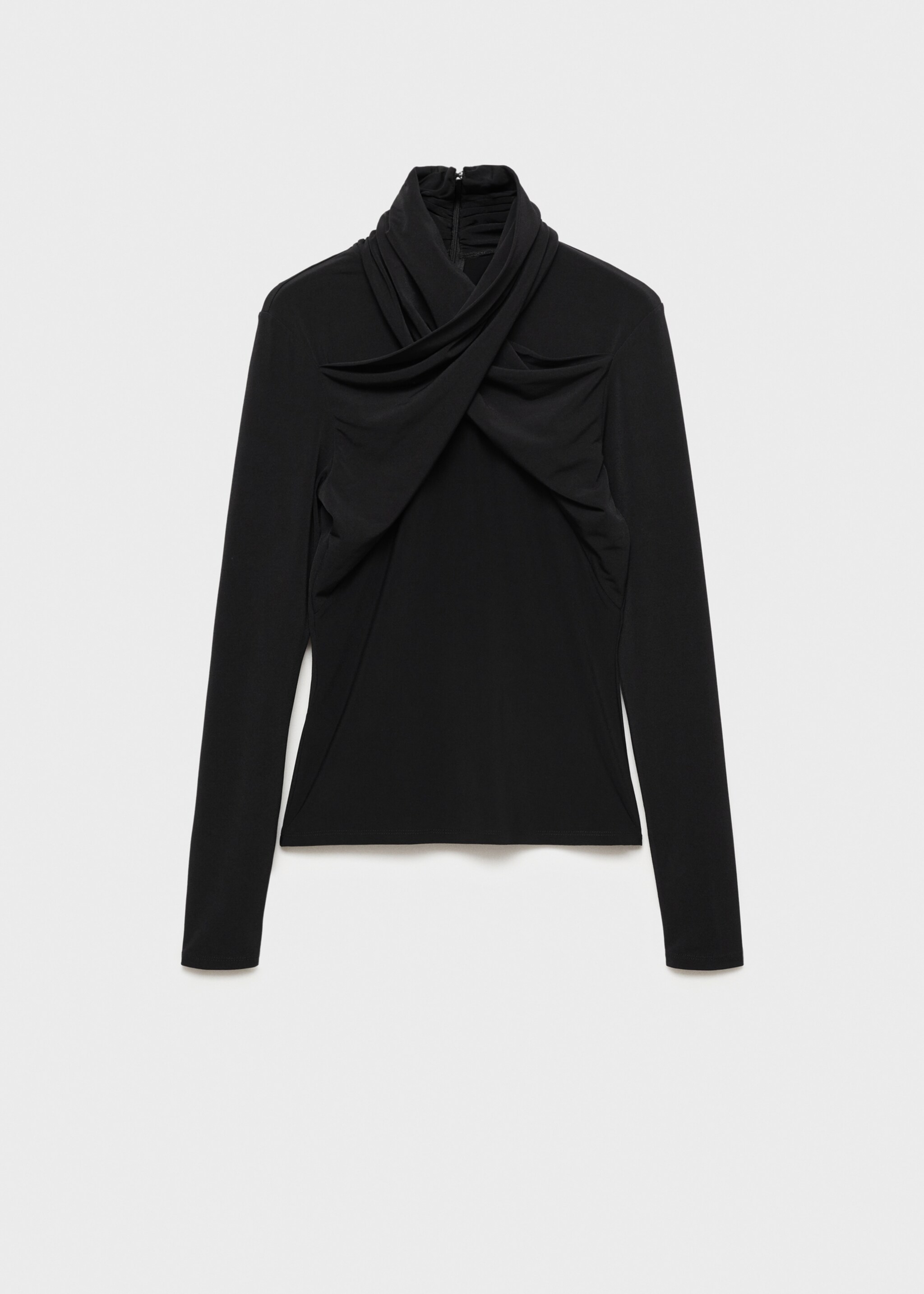 Cross-neck t-shirt - Article without model, Black. Ref: 77017721-00.