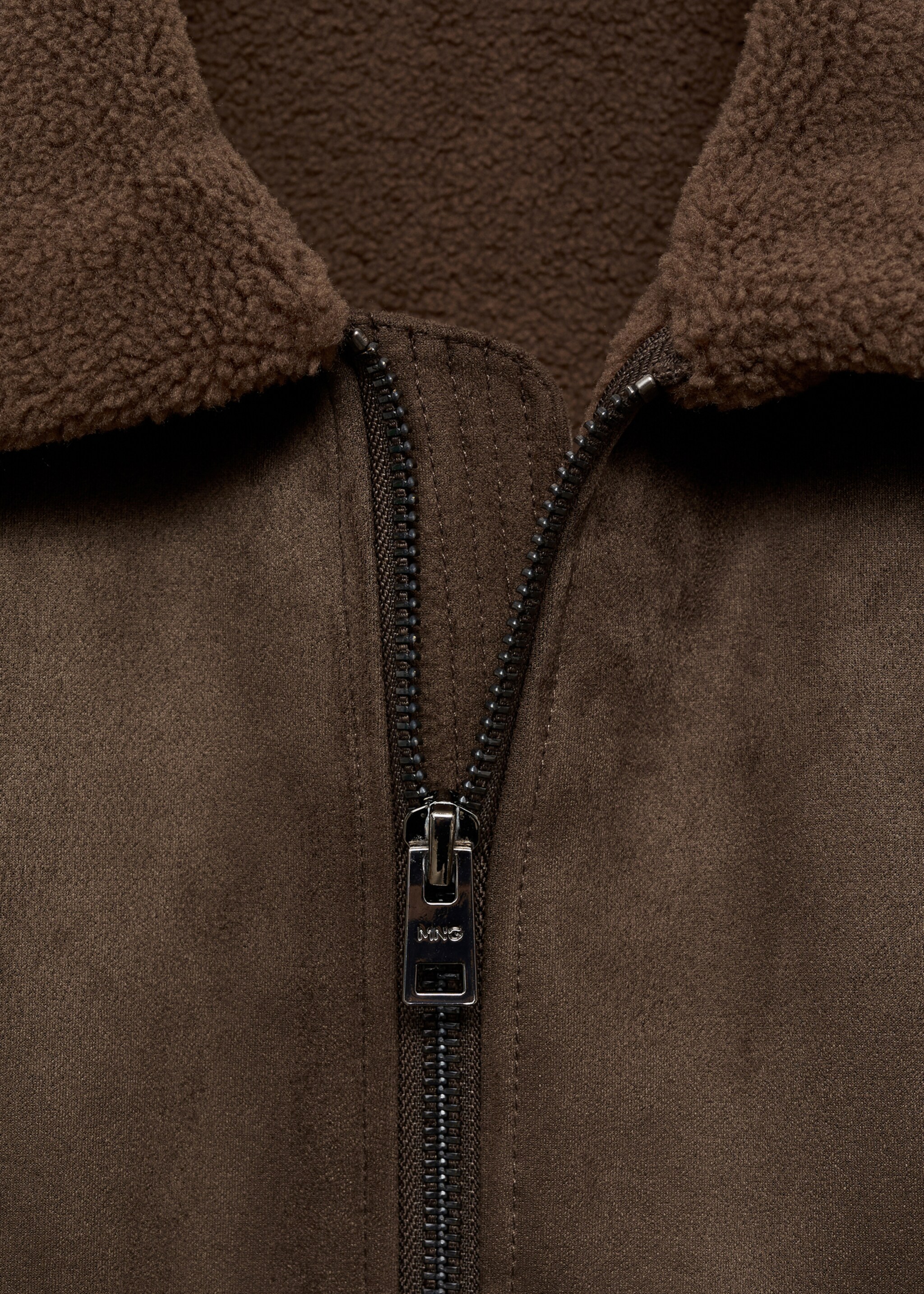 Jacket with shearling-effect lining - Details of the article 8, Cognac. Ref: 77017915-00.
