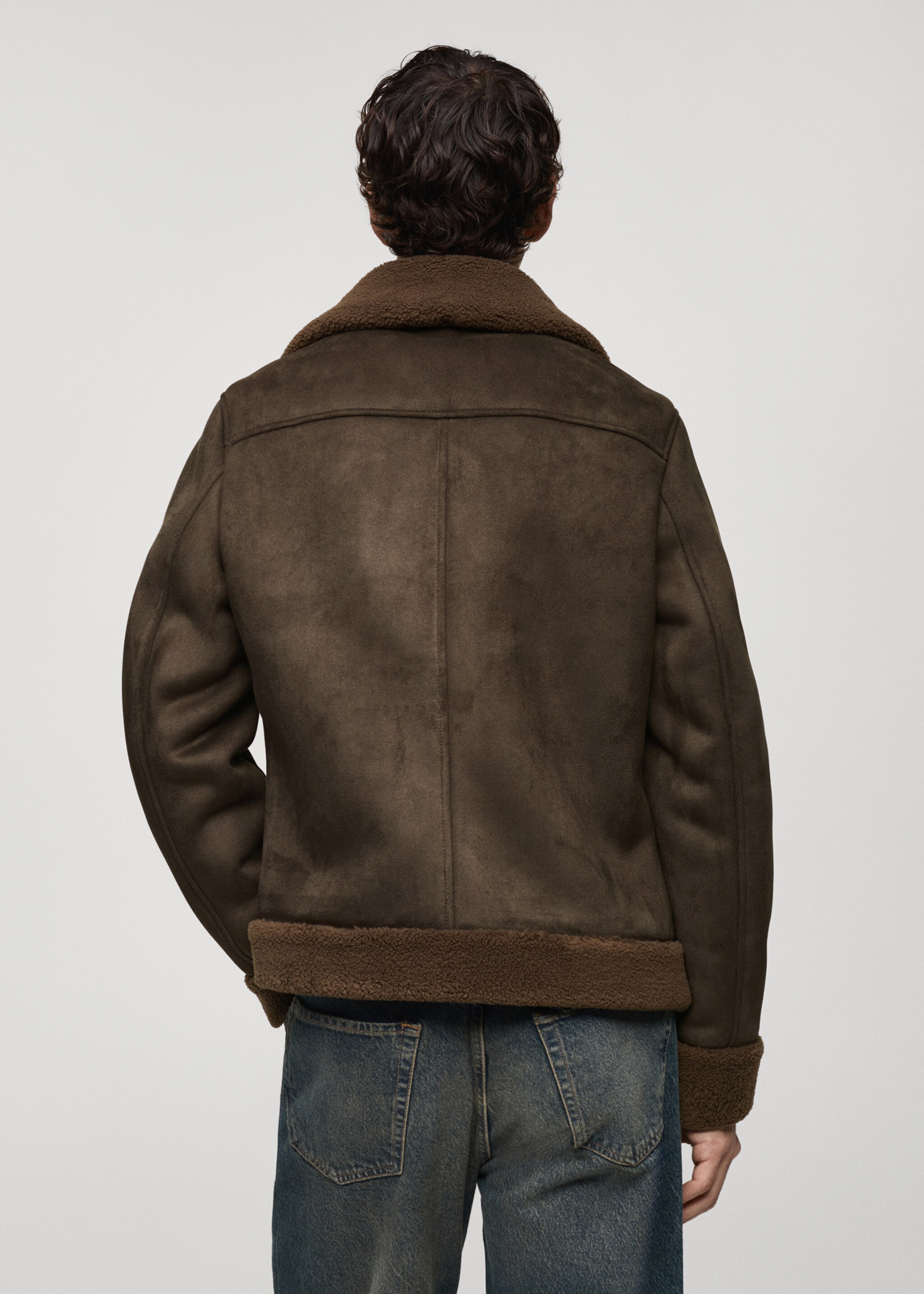 Jacket with shearling-effect lining - Reverse of the article, Cognac. Ref: 77017915-00.