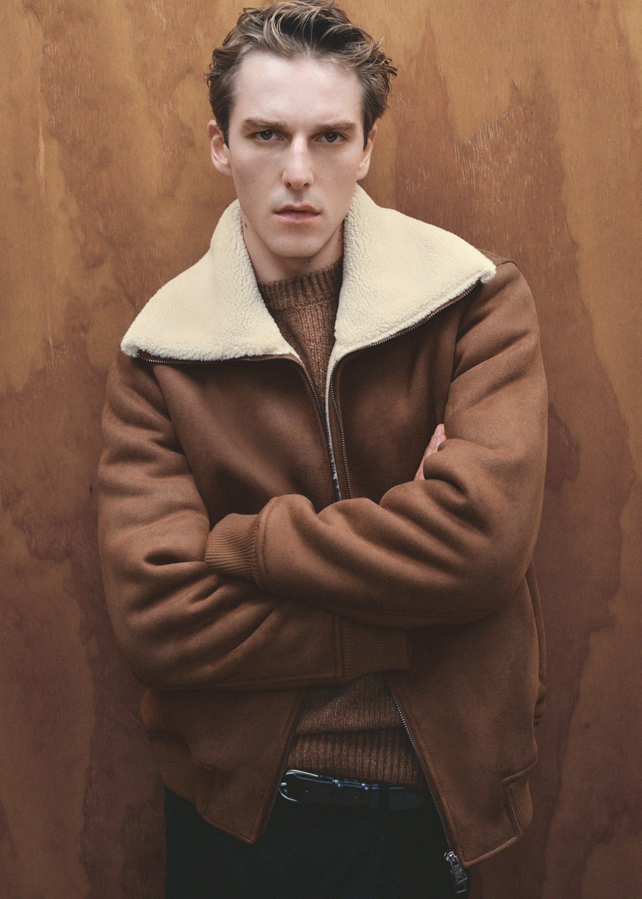Double face sheepskin jacket - Details of the article 5, Brown. Ref: 77017917-00.