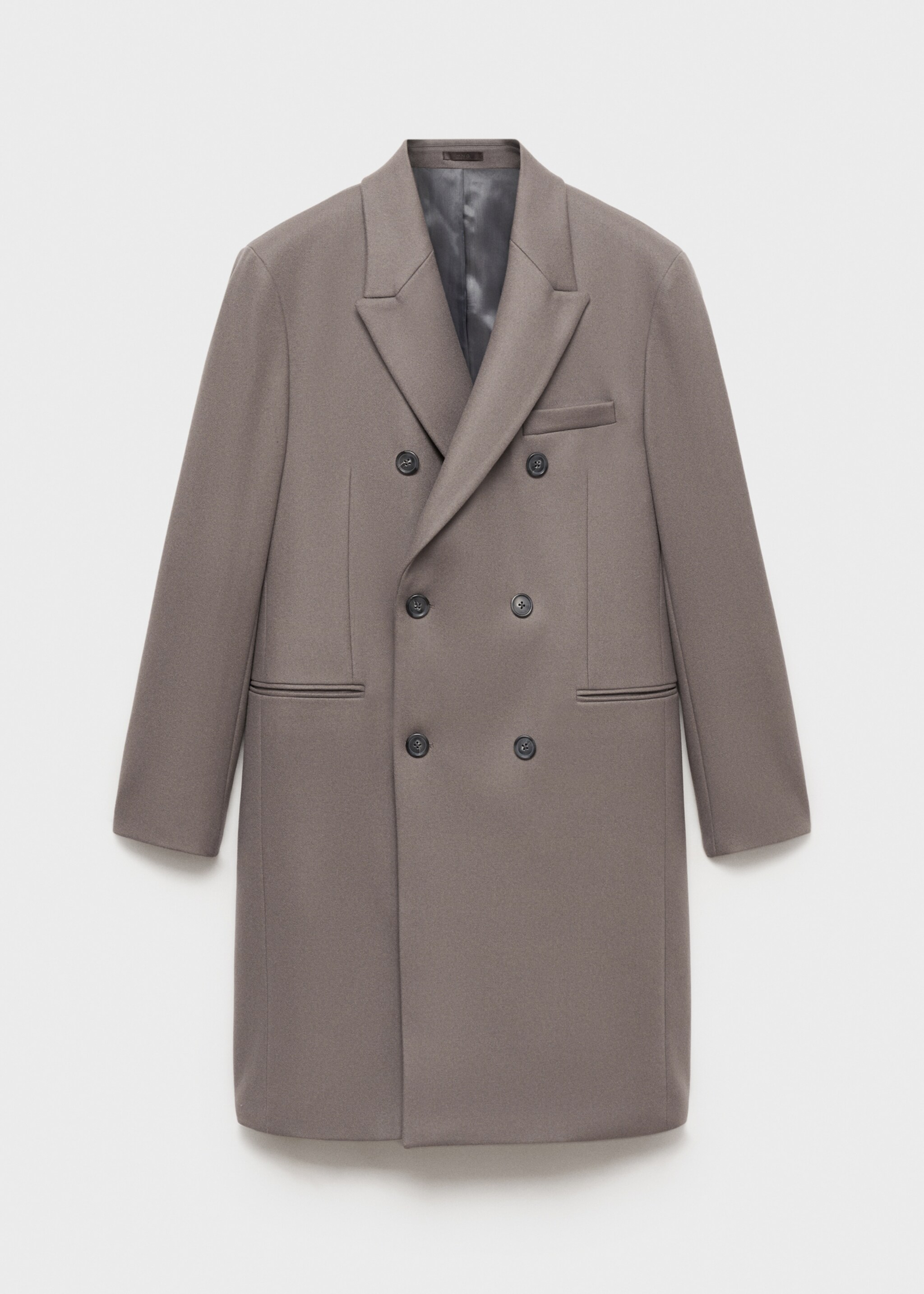 100% Italian wool double-breasted coat - Article without model, Medium Brown. Ref: 77017919-00.