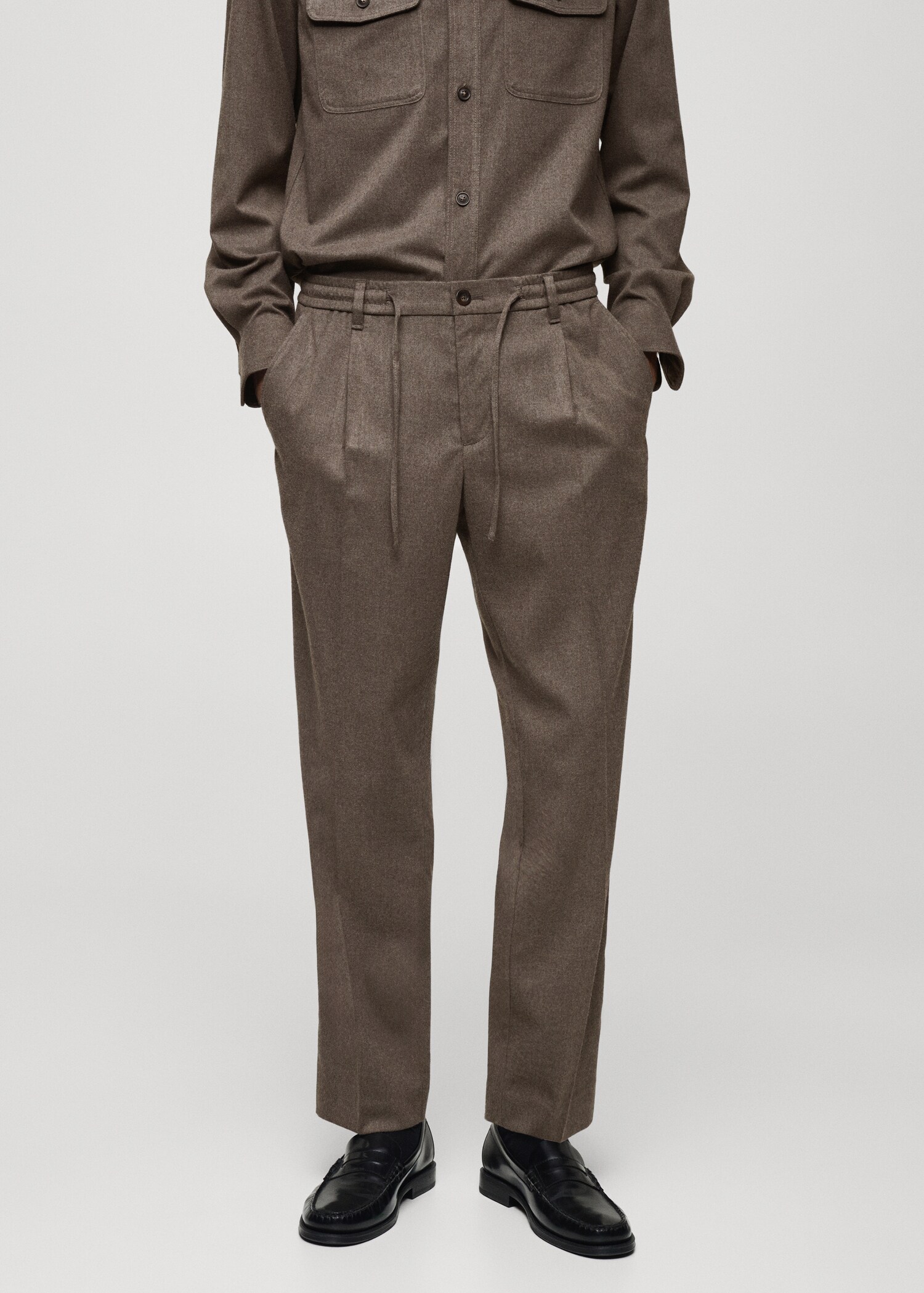 Pantalons regular fit pinces cordill - Pla mig