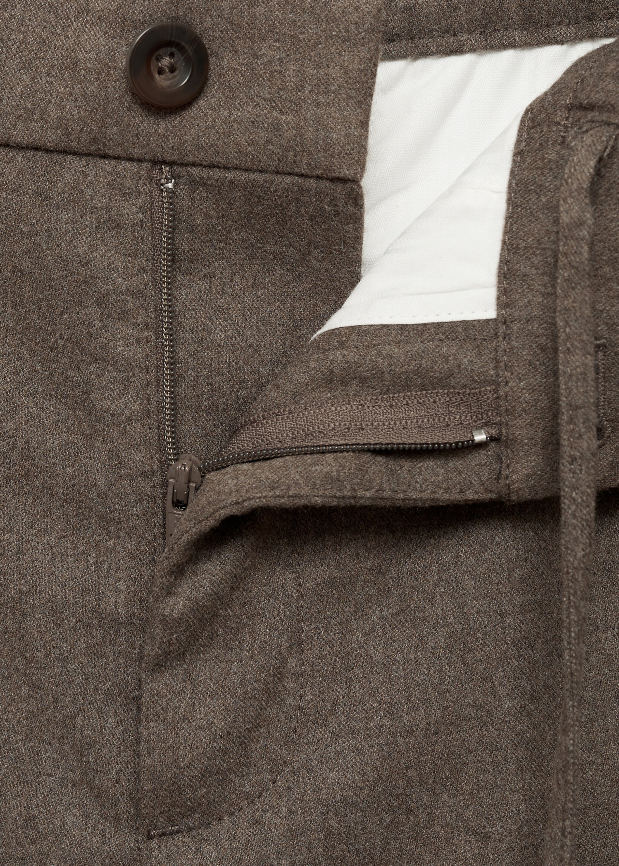 Regular Fit Bundfaltenhose mit Kordelzug - Detail des Artikels 0, Nerzgrau. Ref: 77017922-00.