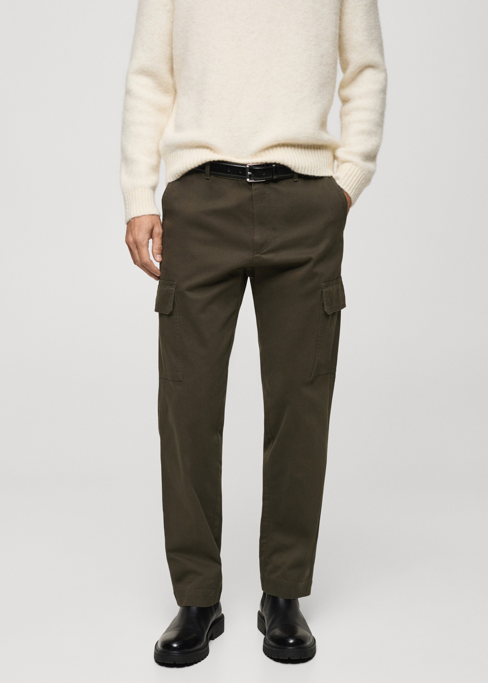 Straight Fit-Cargohose - Mittlere Ansicht, Khaki. Ref: 77017923-00.