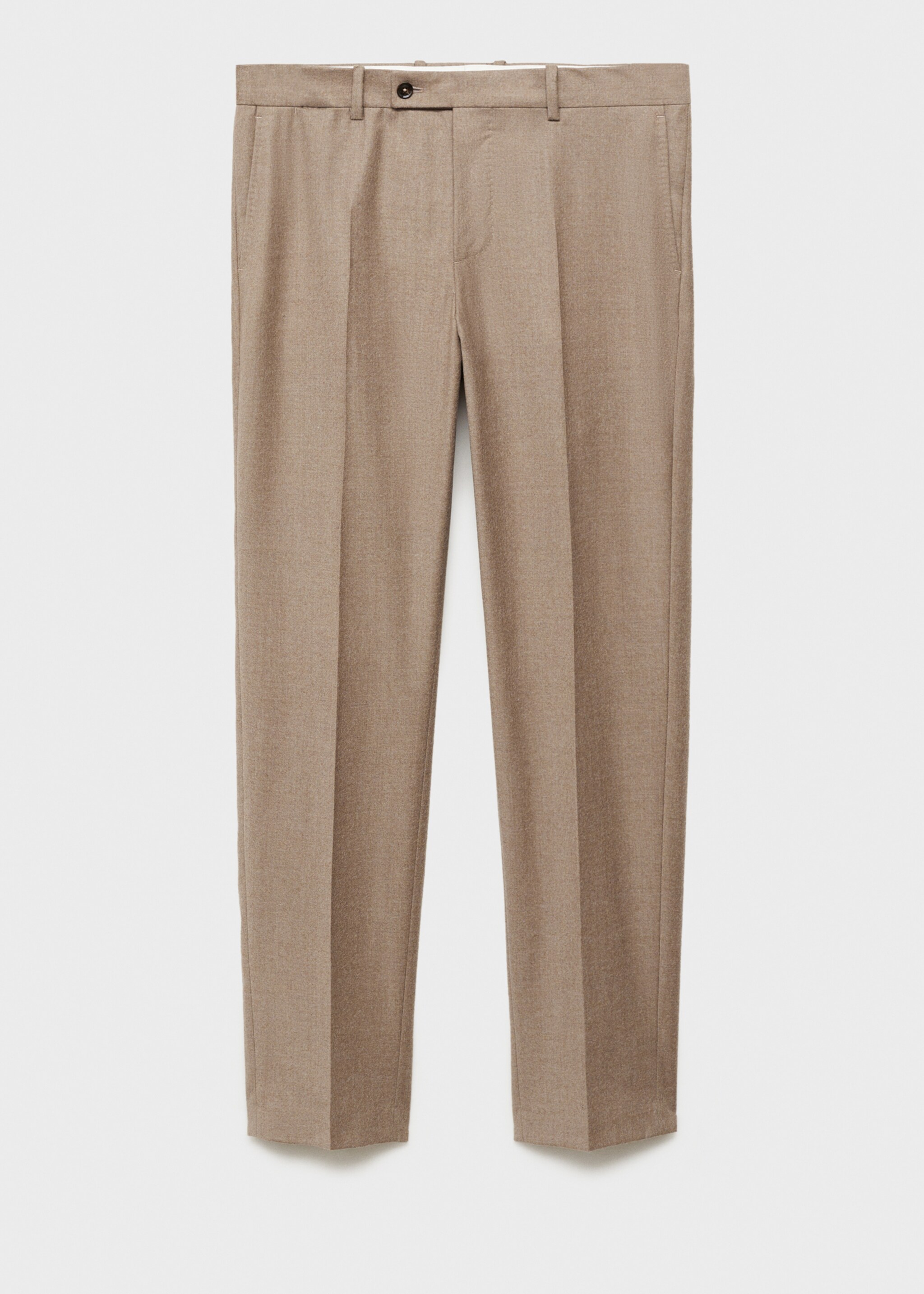 100% Italian virgin wool flannel suit trousers - Article without model, Medium Brown. Ref: 77017925-00.