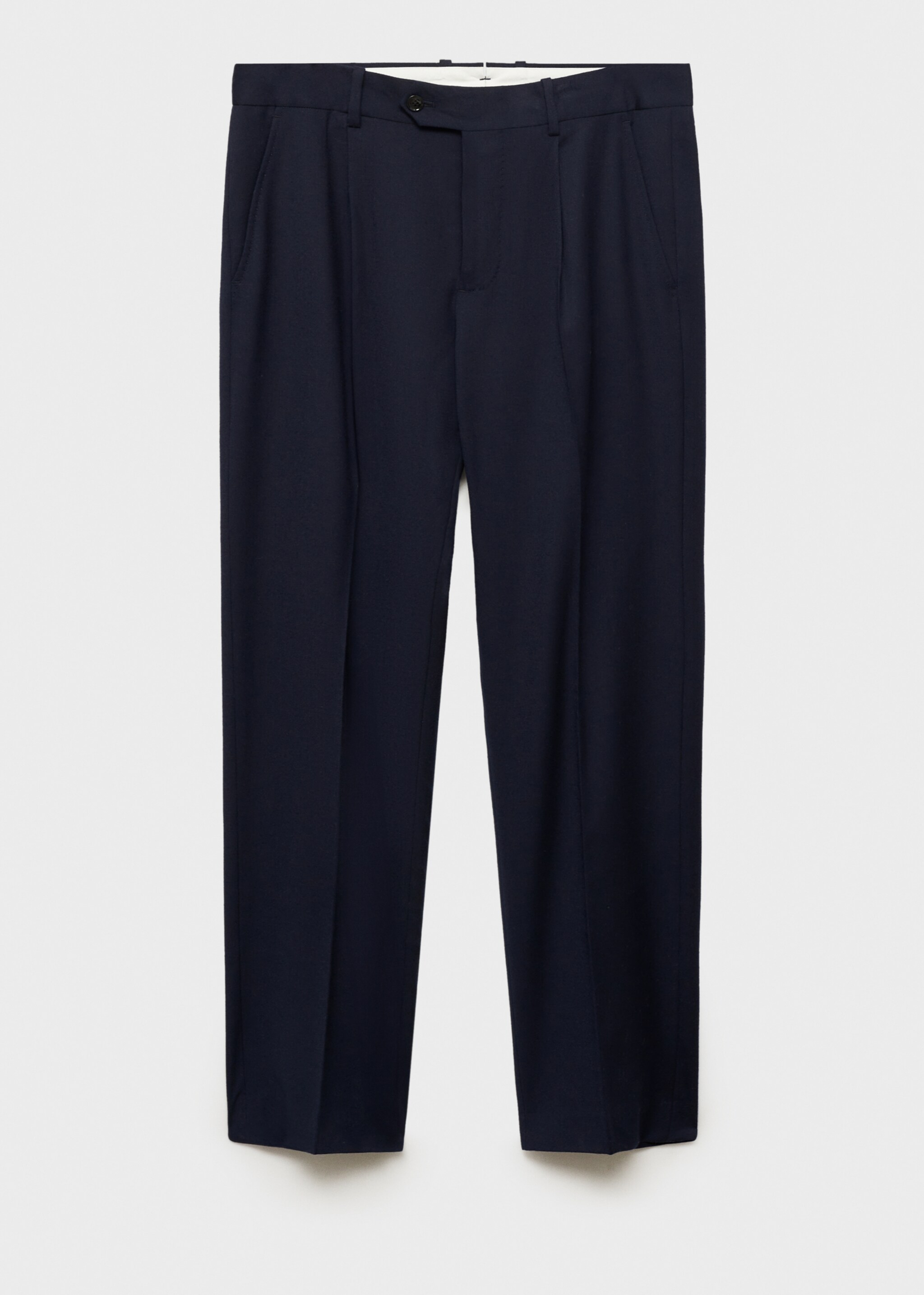 100% virgin wool flannel suit trousers - Article without model, Dark Navy. Ref: 77017927-00.