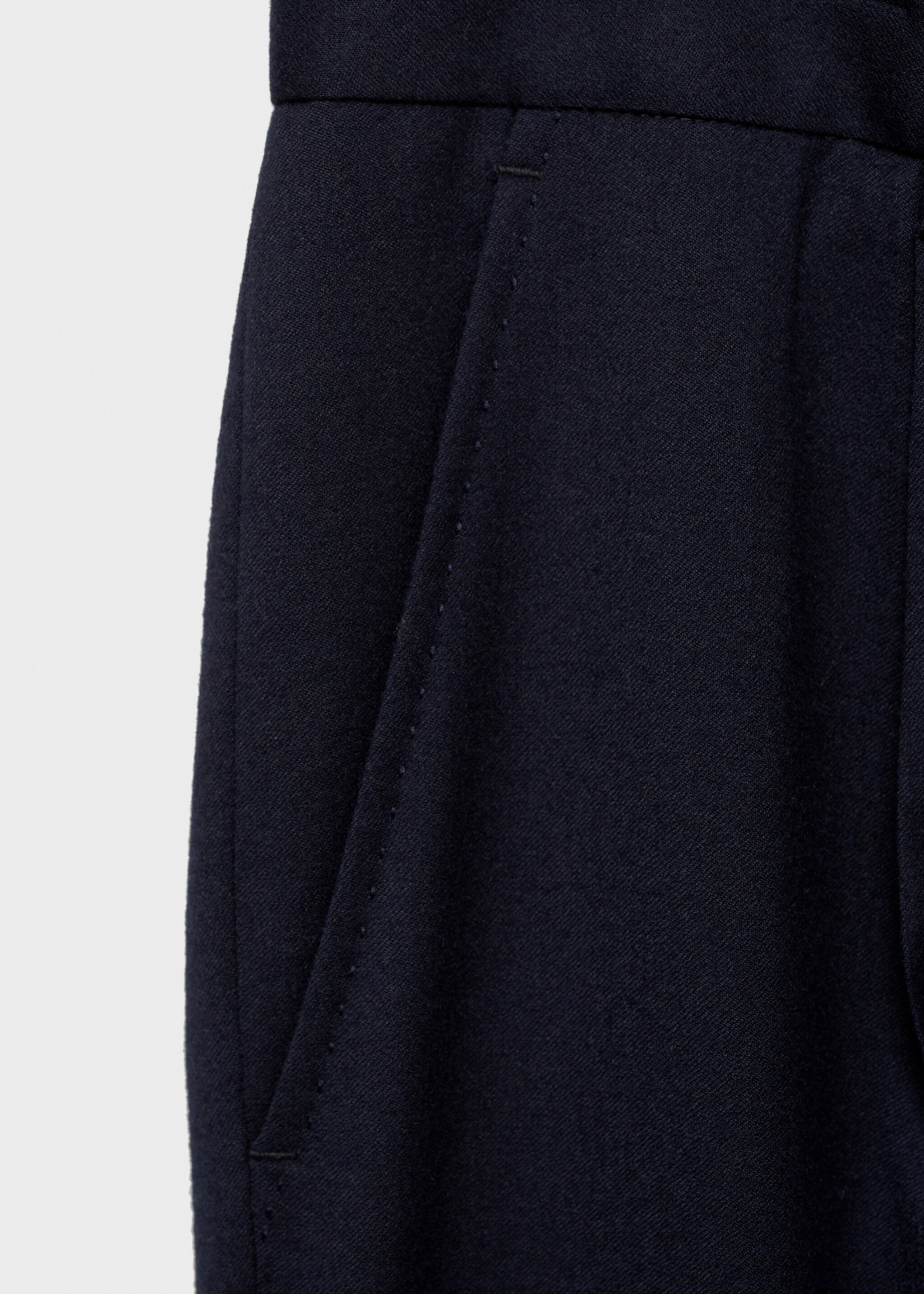 100% virgin wool flannel suit trousers - Details of the article 0, Dark Navy. Ref: 77017927-00.