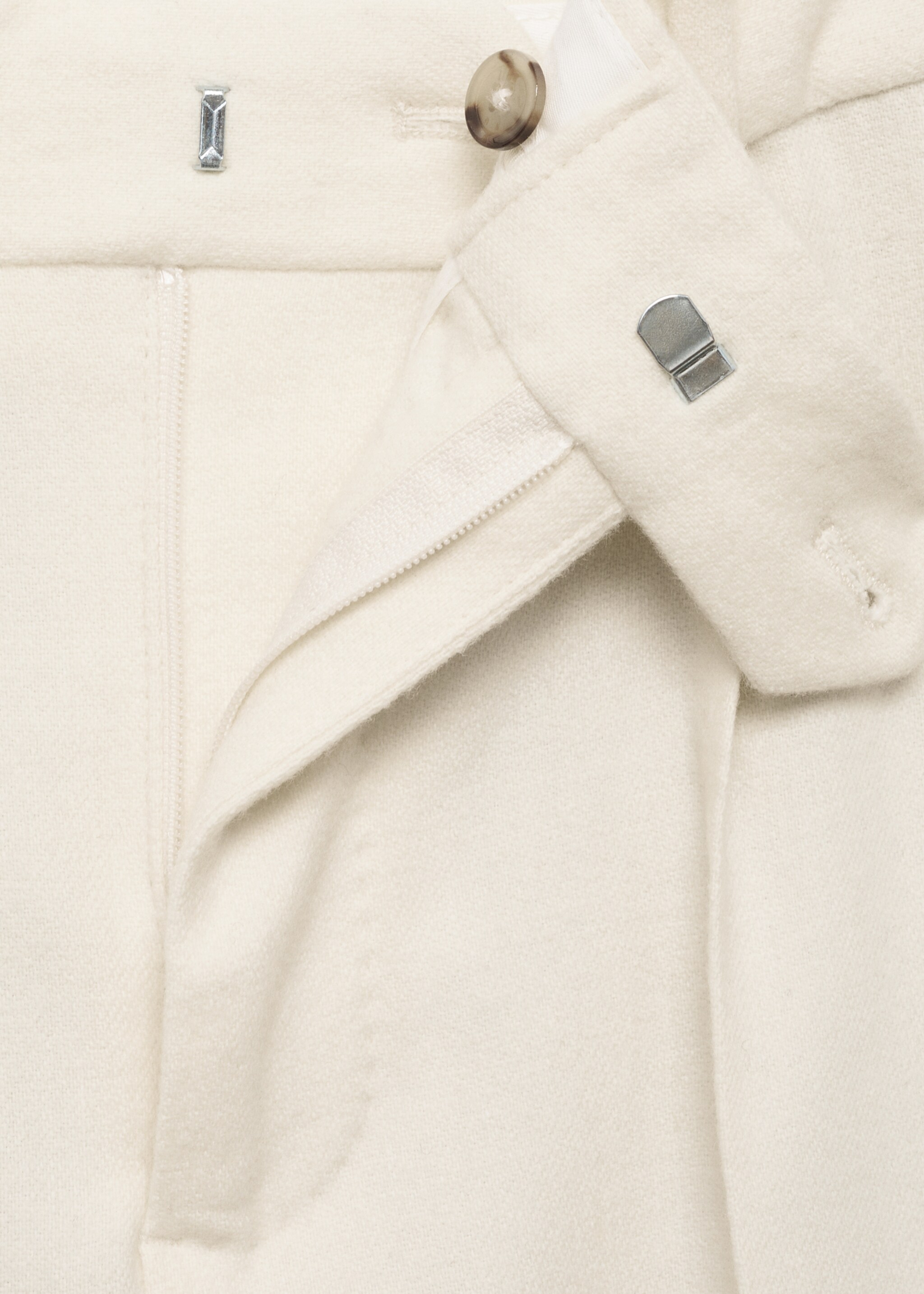 Italian wool flannel suit trousers - Details of the article 8, White. Ref: 77017928-00.