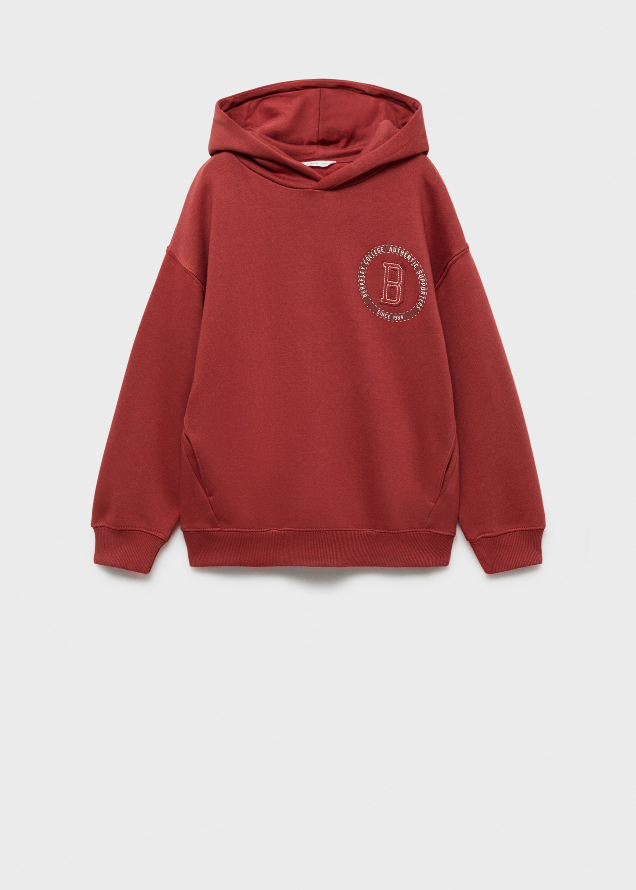 Baumwoll-Sweatshirt mit Stickdetail - Artikel ohne Model, Kirschrot. Ref: 77017930-00.