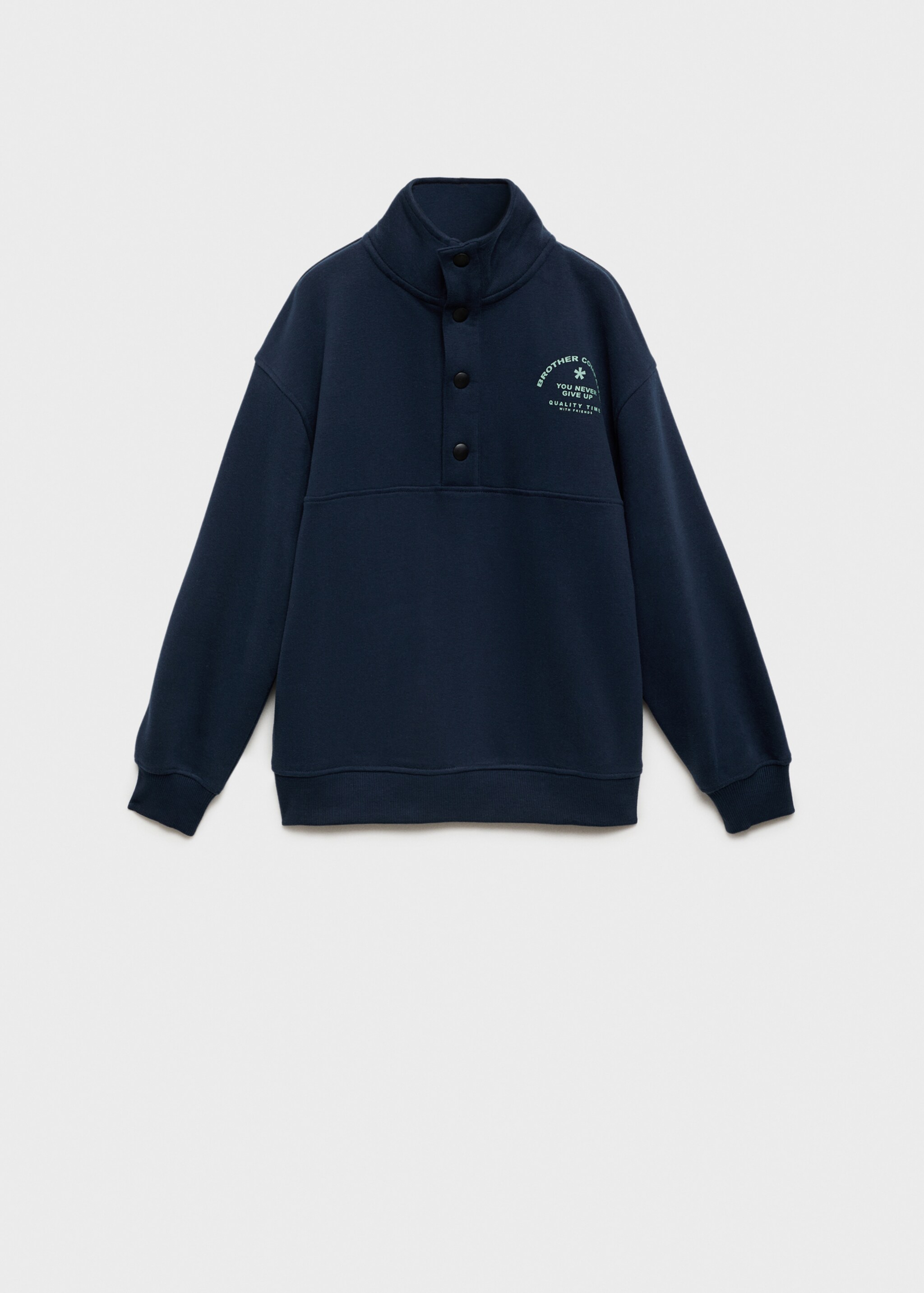 Sudadera cuello alto abotonado - Artículo sin modelo, Azul marino oscuro. Ref: 77017934-00.
