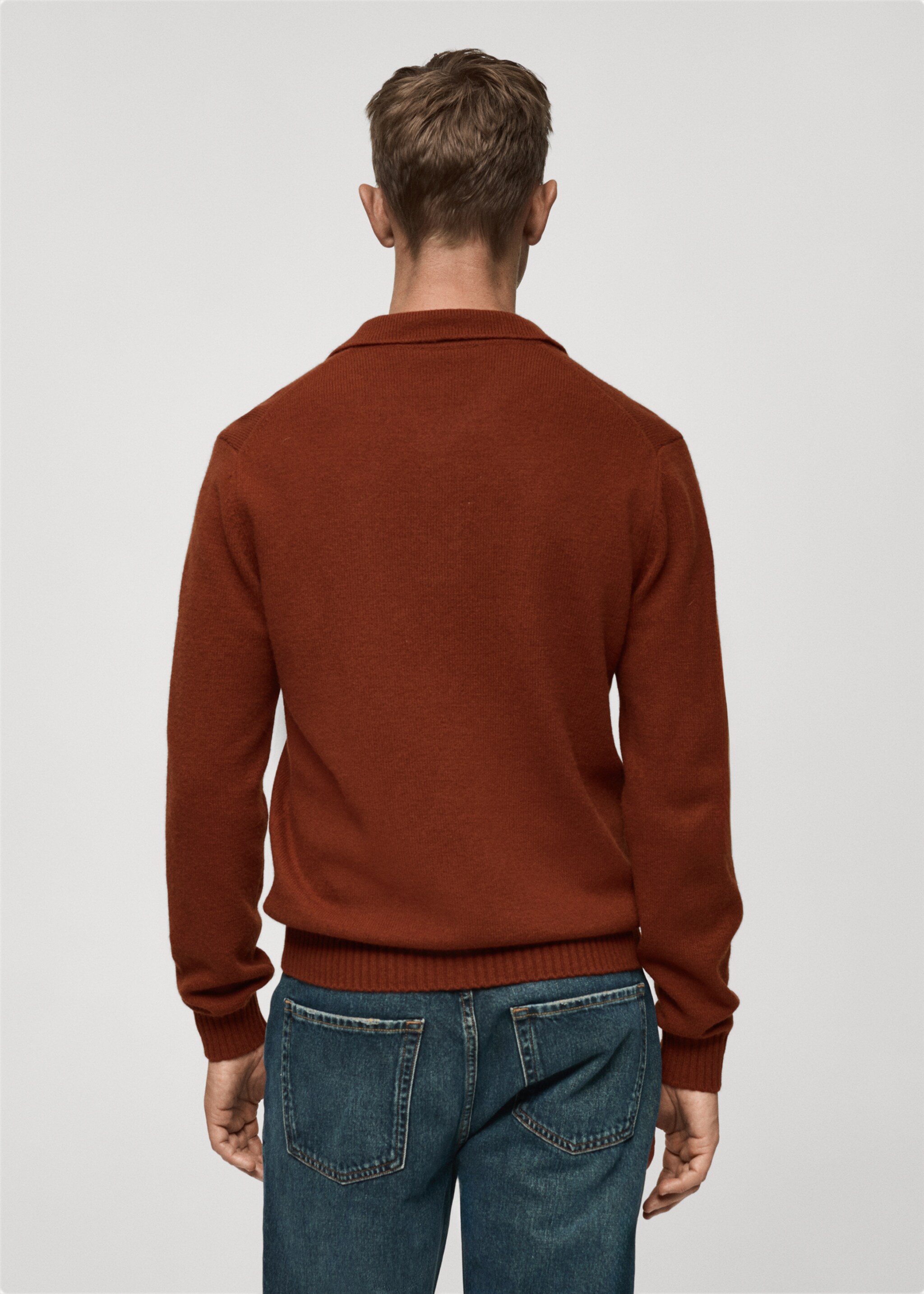 Jersei llana coll polo - Revers de l'article, Taronja torrat. Ref: 77017936-00.