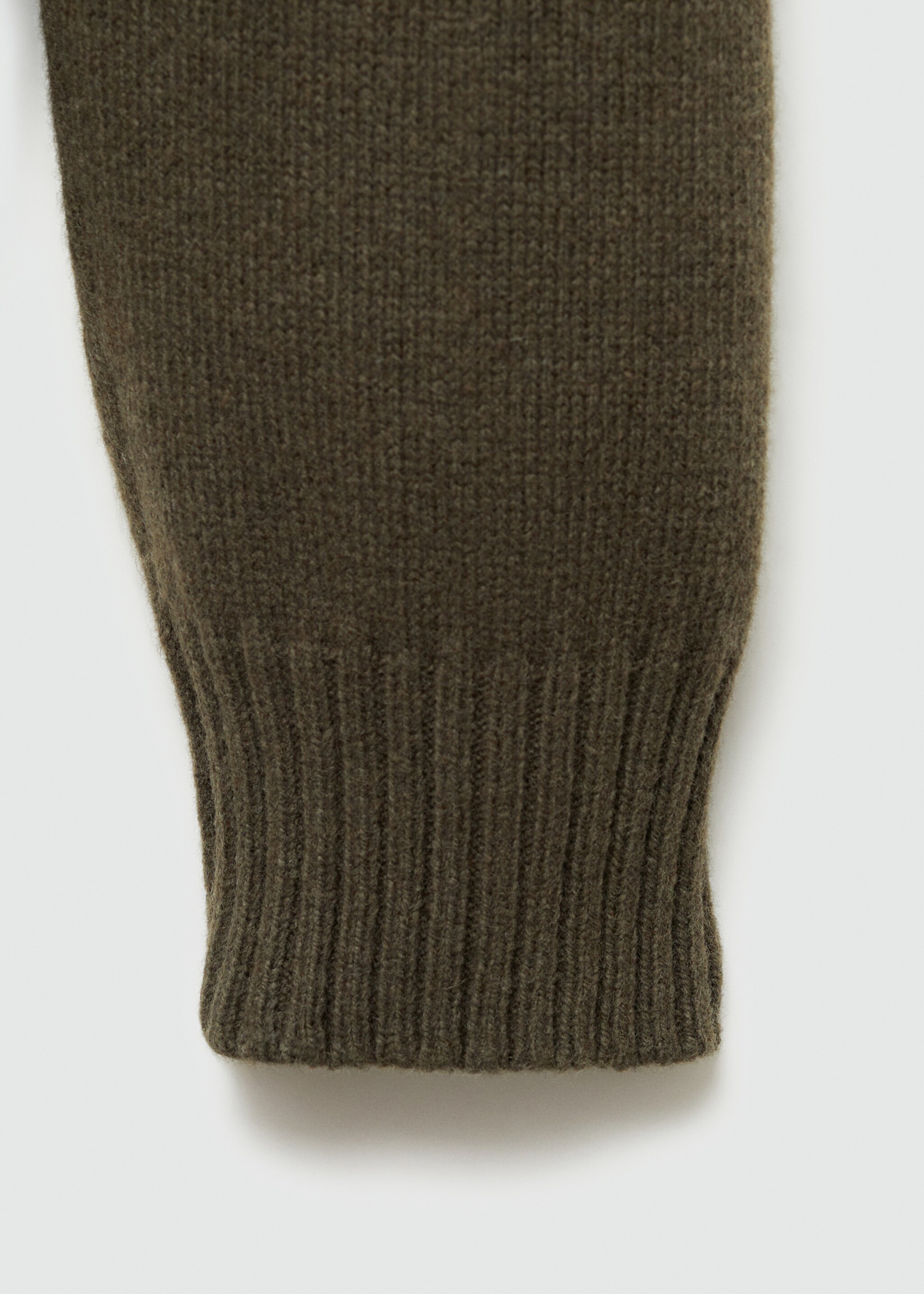 Polo collar wool sweater - Details of the article 0, Khaki. Ref: 77017936-00.