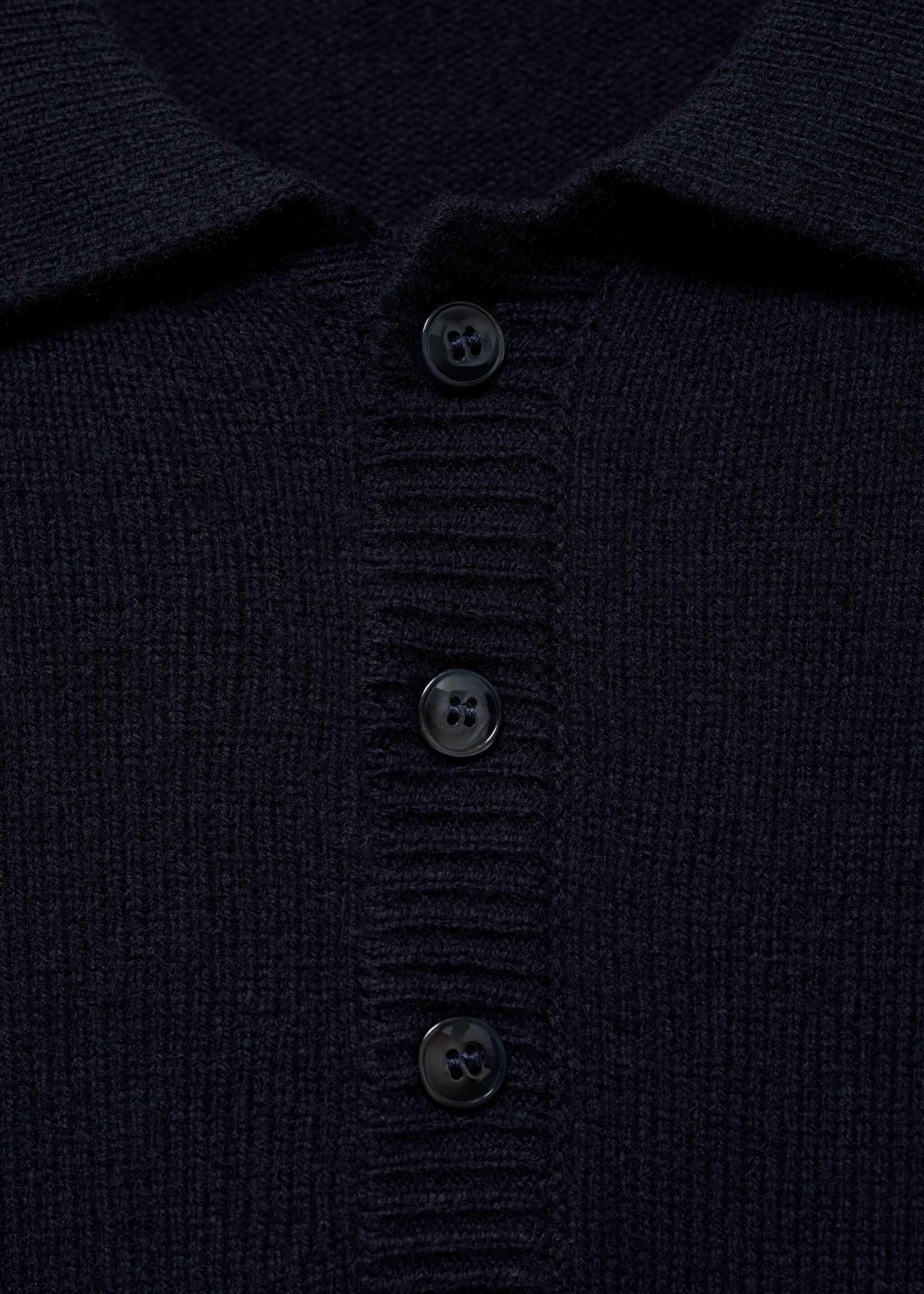 Jersei llana coll polo - Detall de l'article 8, Blau marí fosc. Ref: 77017936-00.