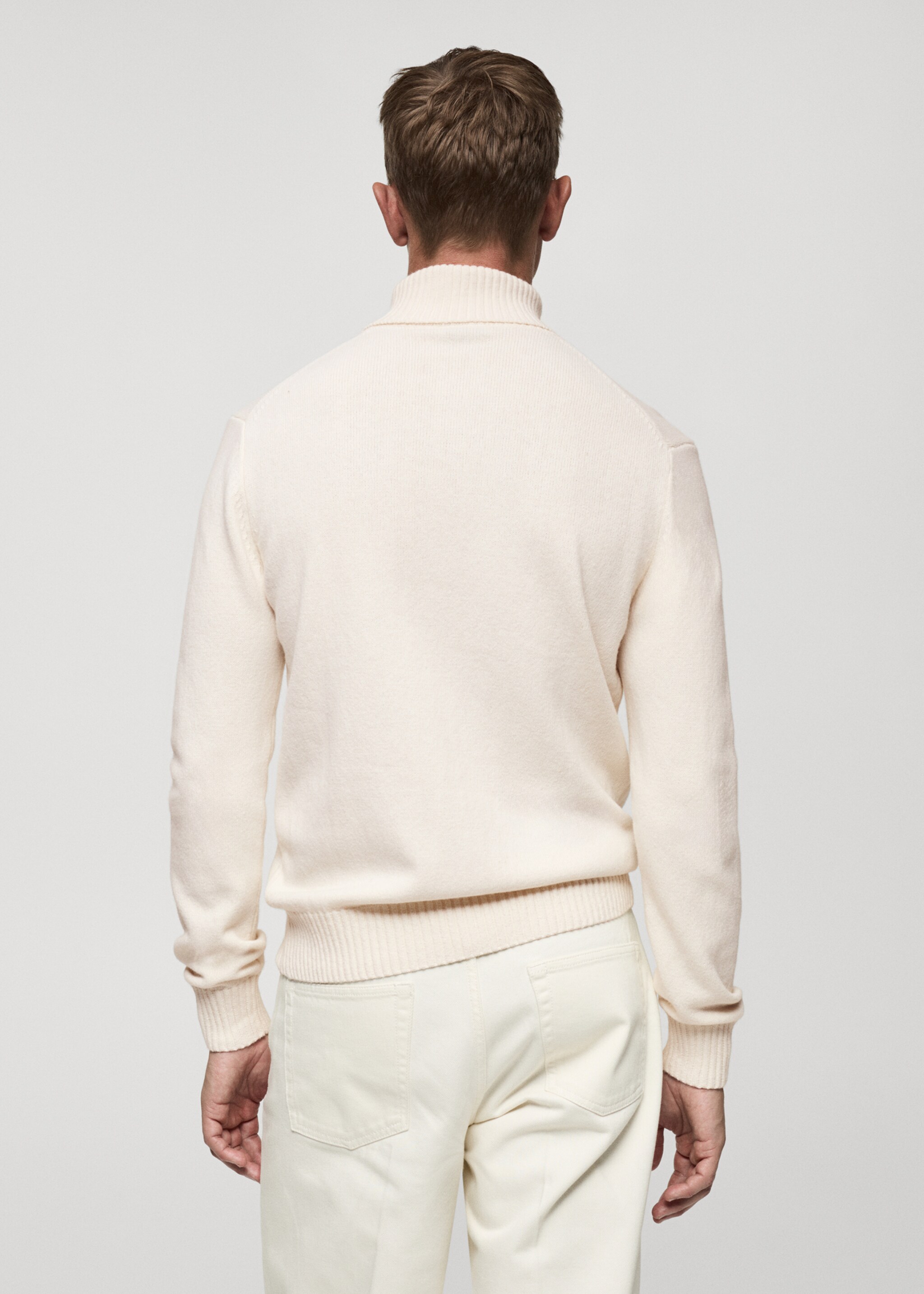 Pull-over maille laine col montant - Verso de l’article, Blanc cassé. Ref: 77017937-00.
