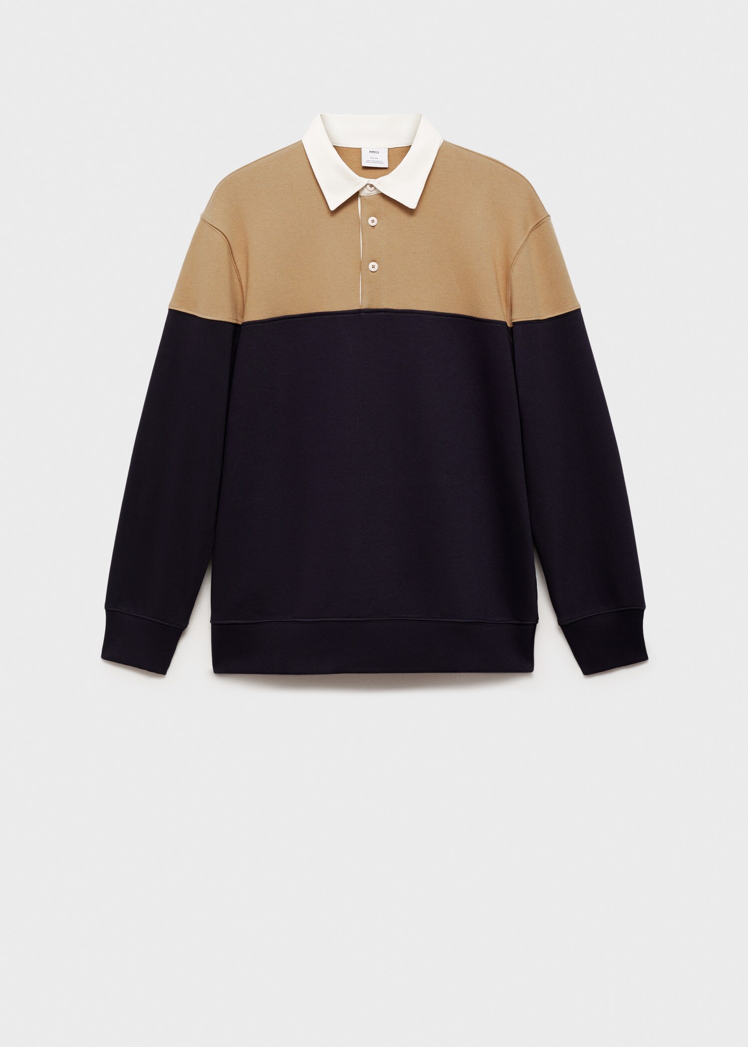 Two-tone cotton polo sweatshirt - Article without model