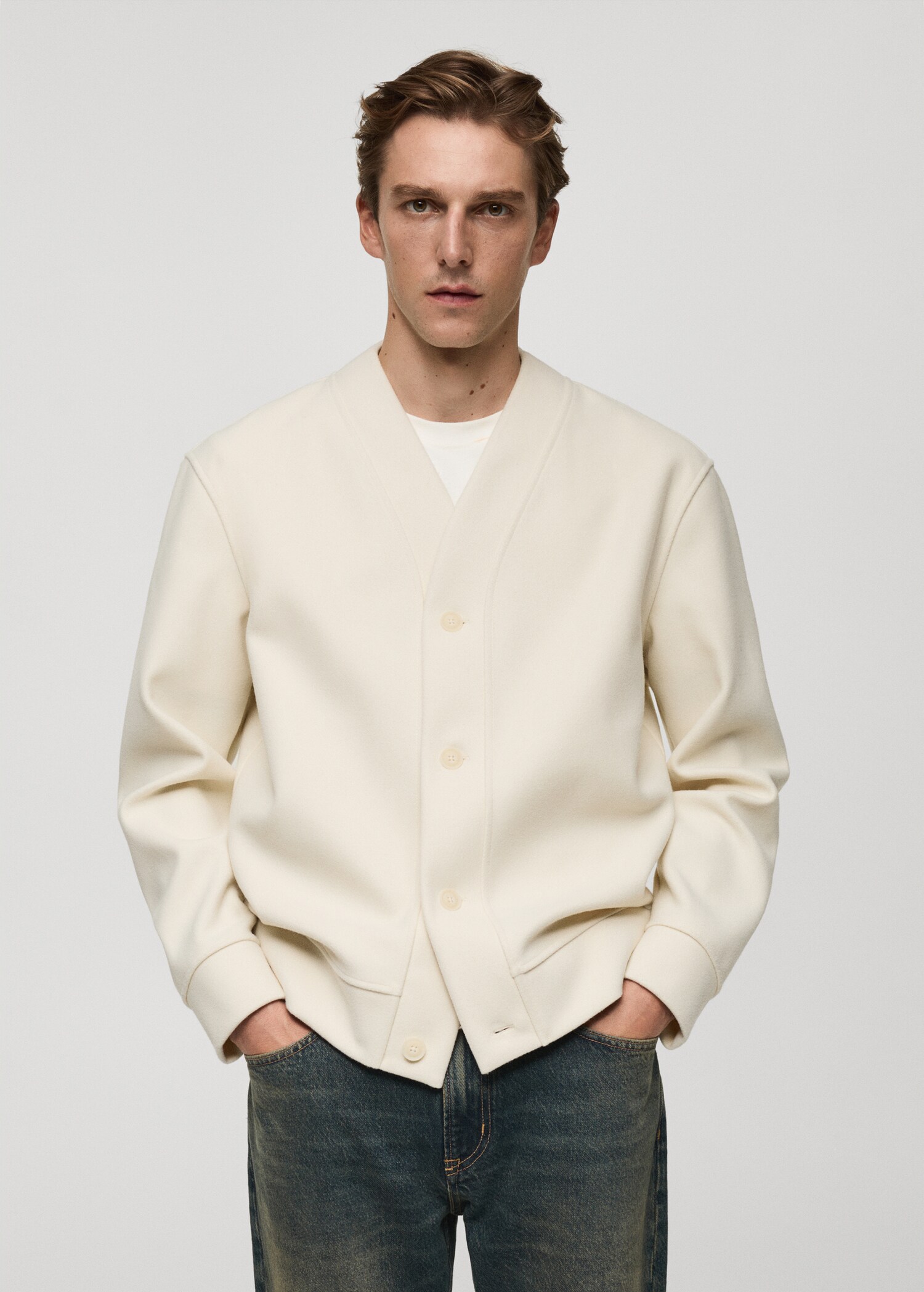 Relaxed fit flannel cardigan - Medium plane
