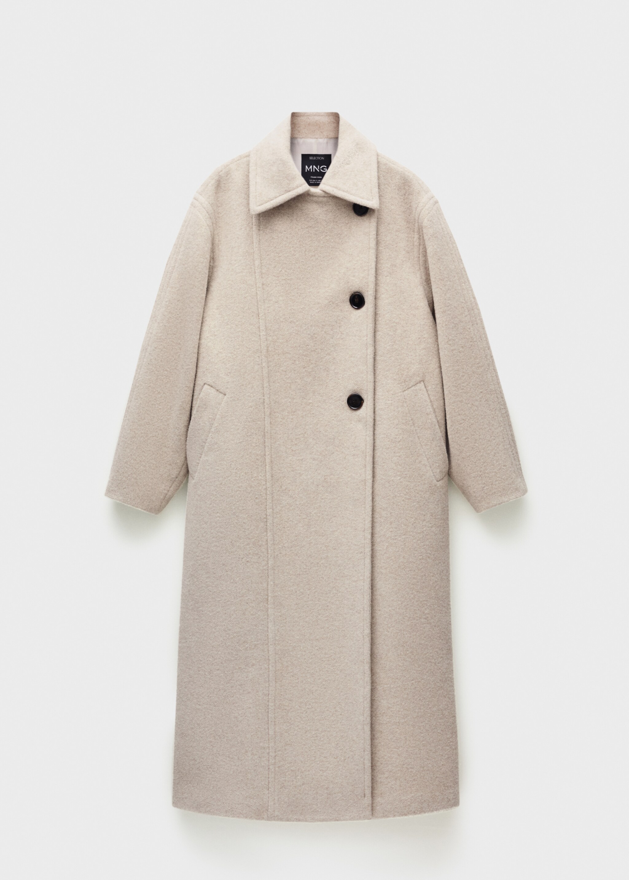 Double-breasted wool coat - Article without model, Ecru. Ref: 77017941-00.