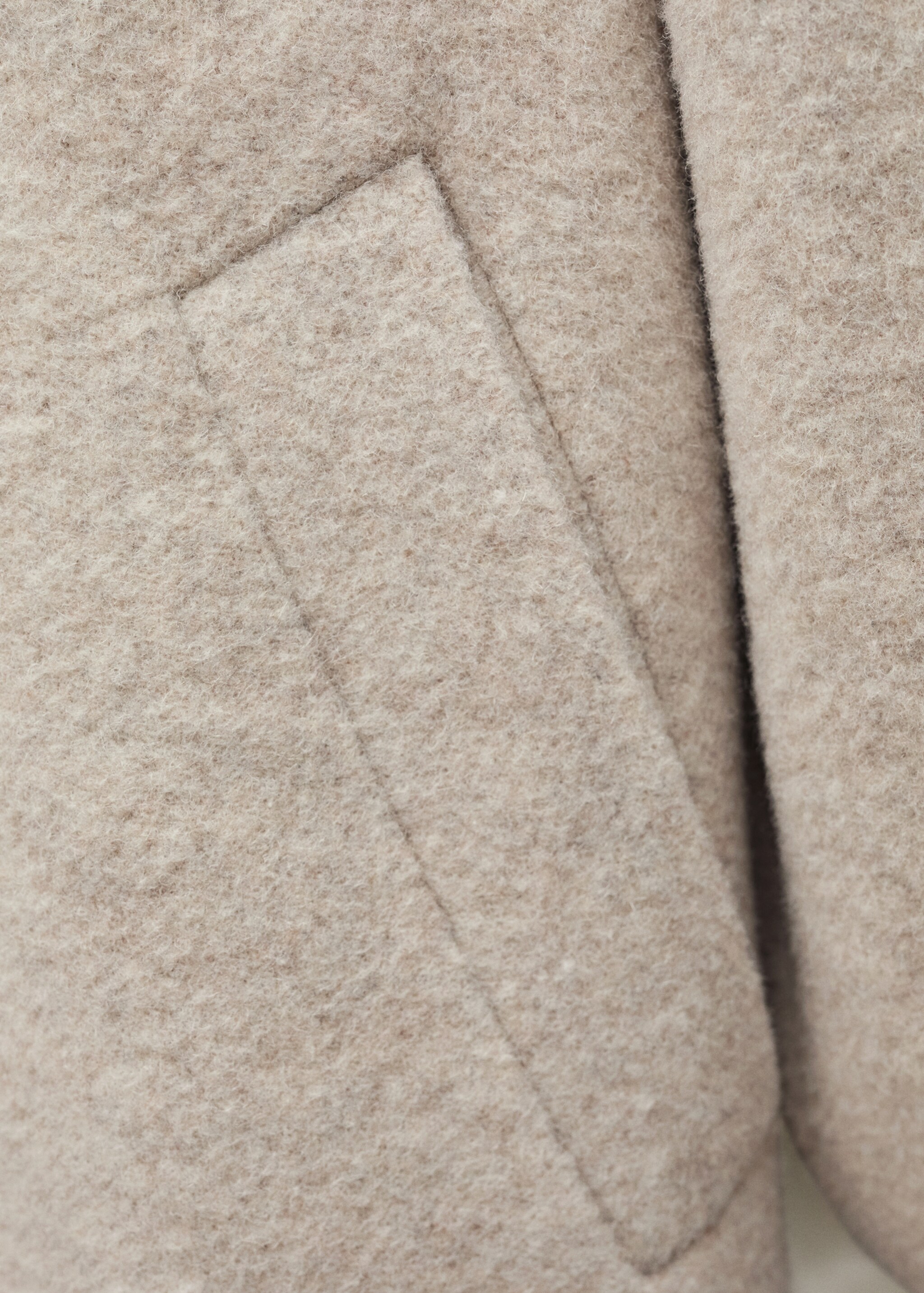 Double-breasted wool coat - Details of the article 0, Ecru. Ref: 77017941-00.