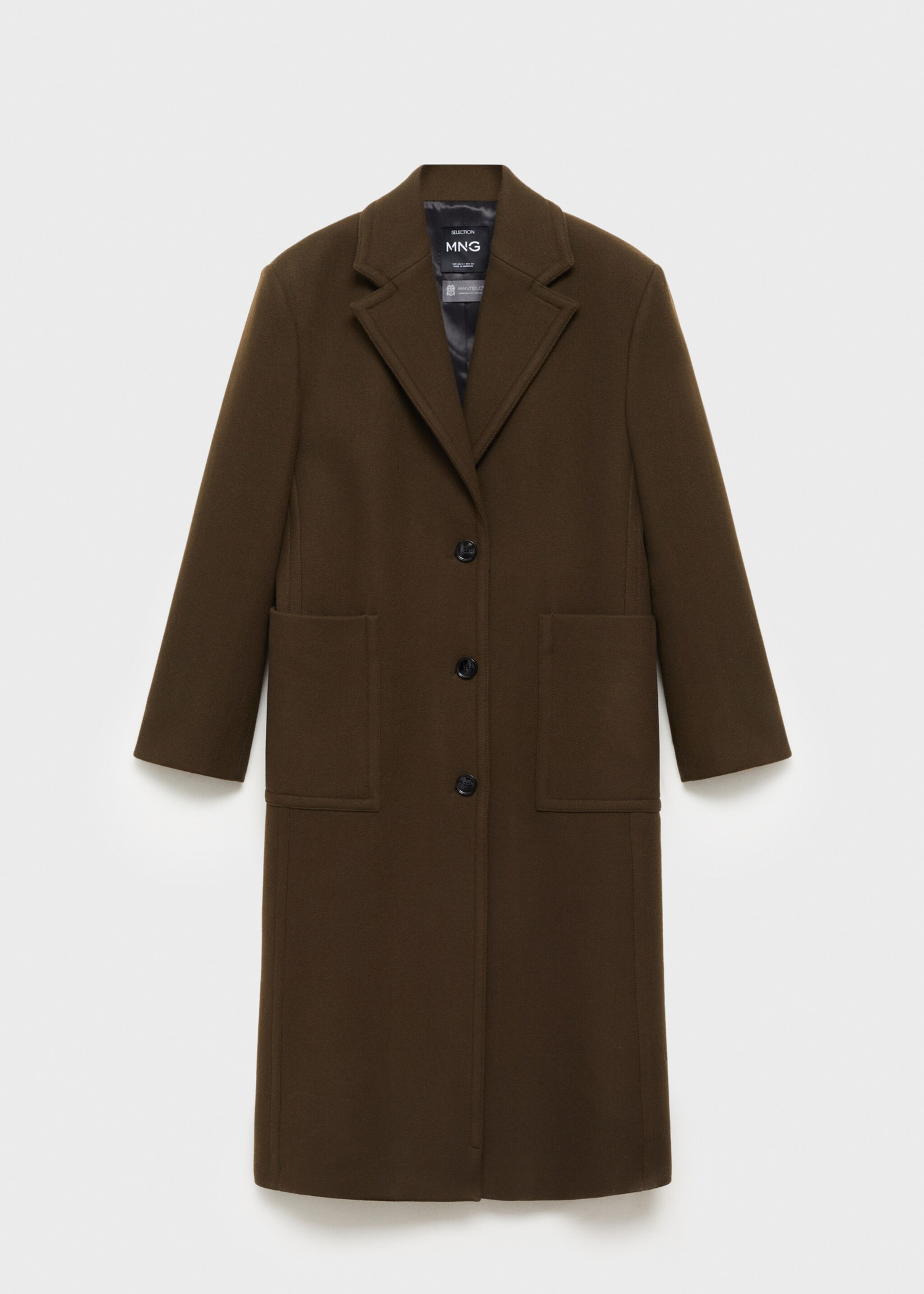 Manteau laine vierge poches - Article sans modèle, Kaki. Ref: 77017942-00.