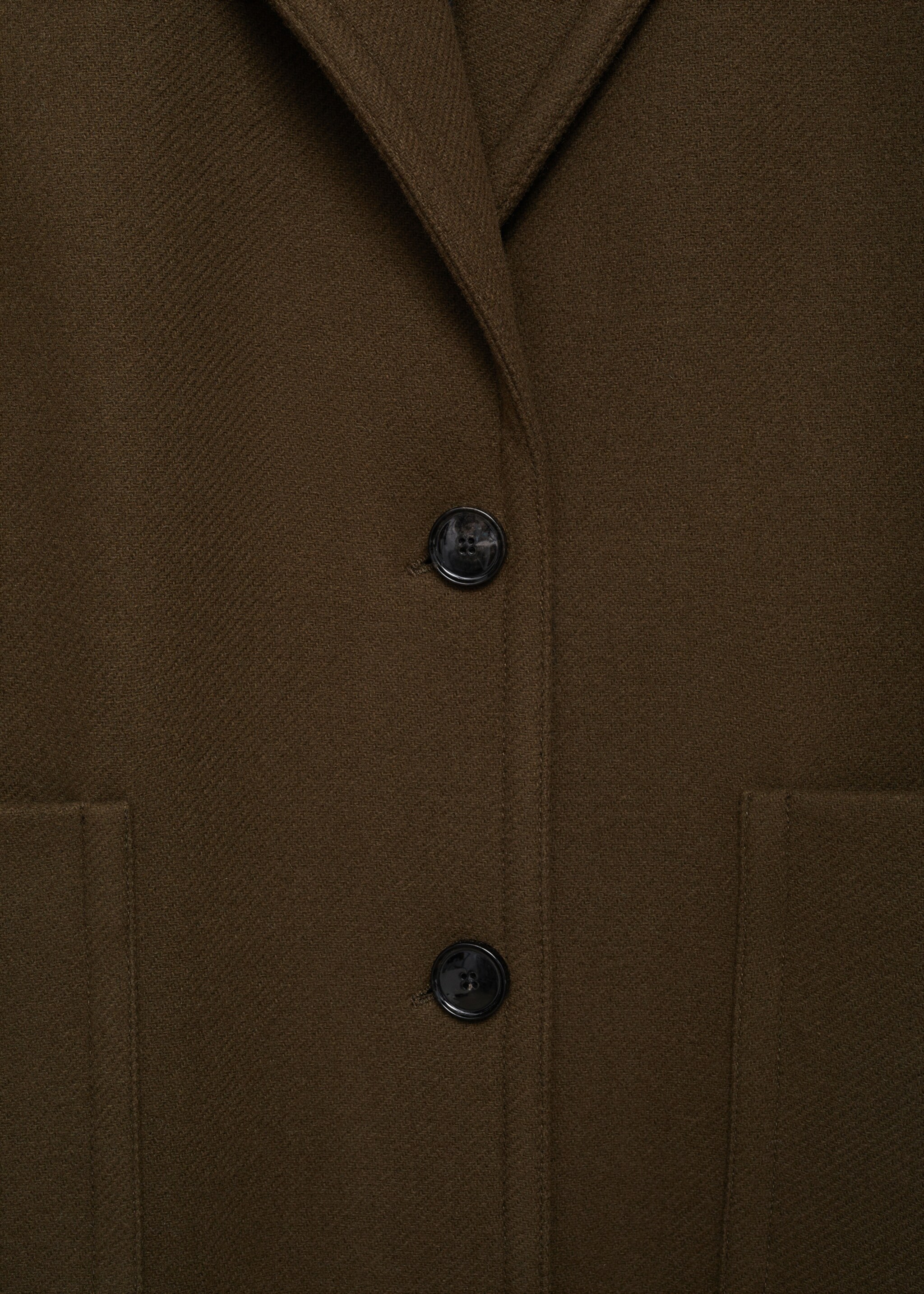 Manteau laine vierge poches - Détail de l'article 8, Kaki. Ref: 77017942-00.