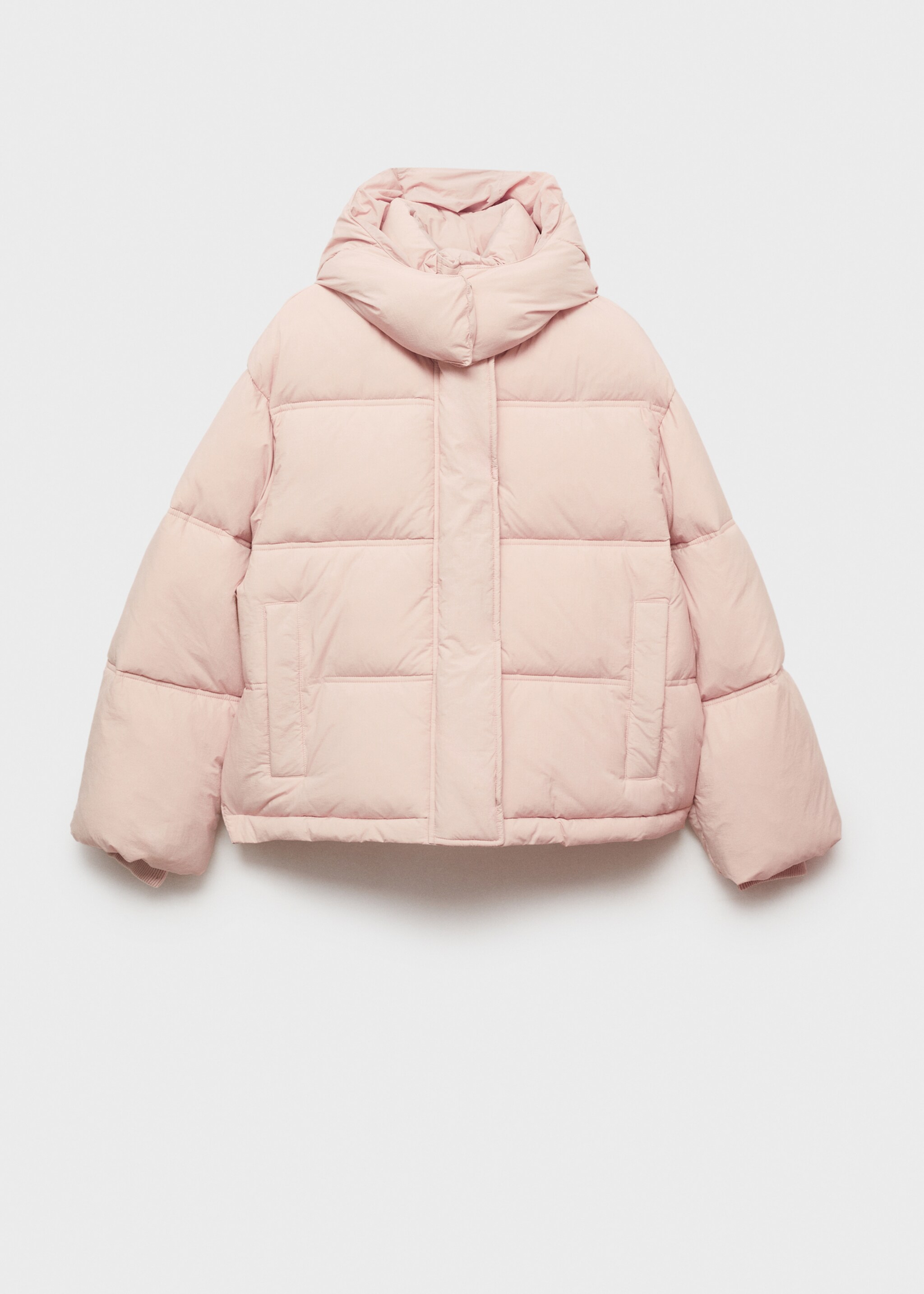 Short padded hooded anorak - Article without model, Pastel Pink. Ref: 77018266-00.