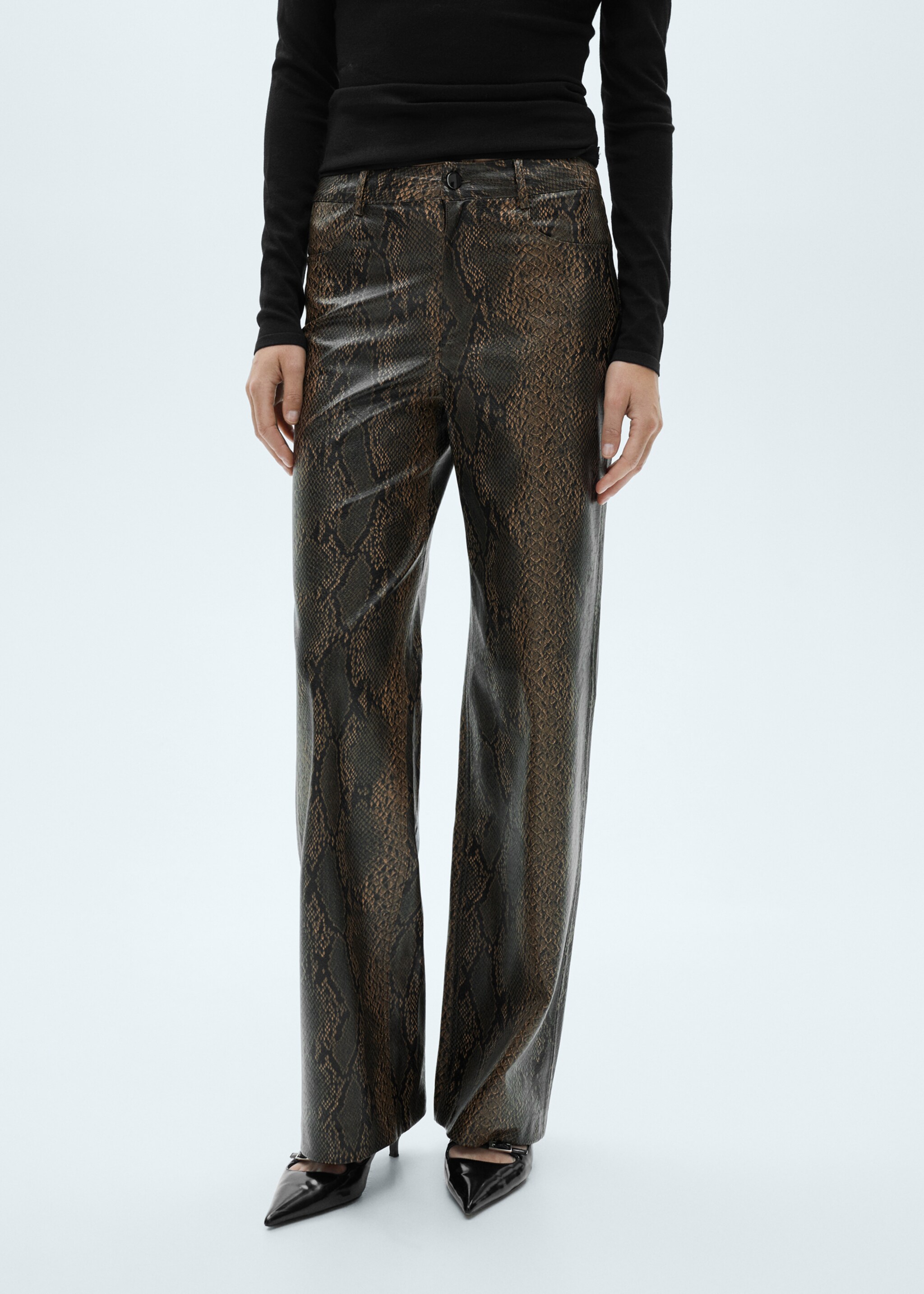 Πέδιλα από δερματίνη animal print - Μεσαίο πλάνο, Μπεζ . Ref: 77018268-00.