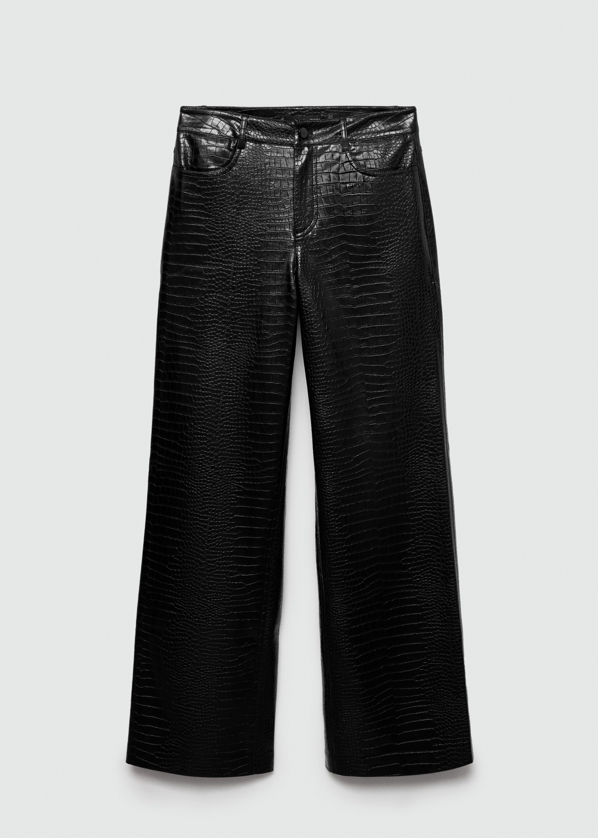Croco leather-effect straight-fit trousers - Article without model, Black. Ref: 77018269-00.