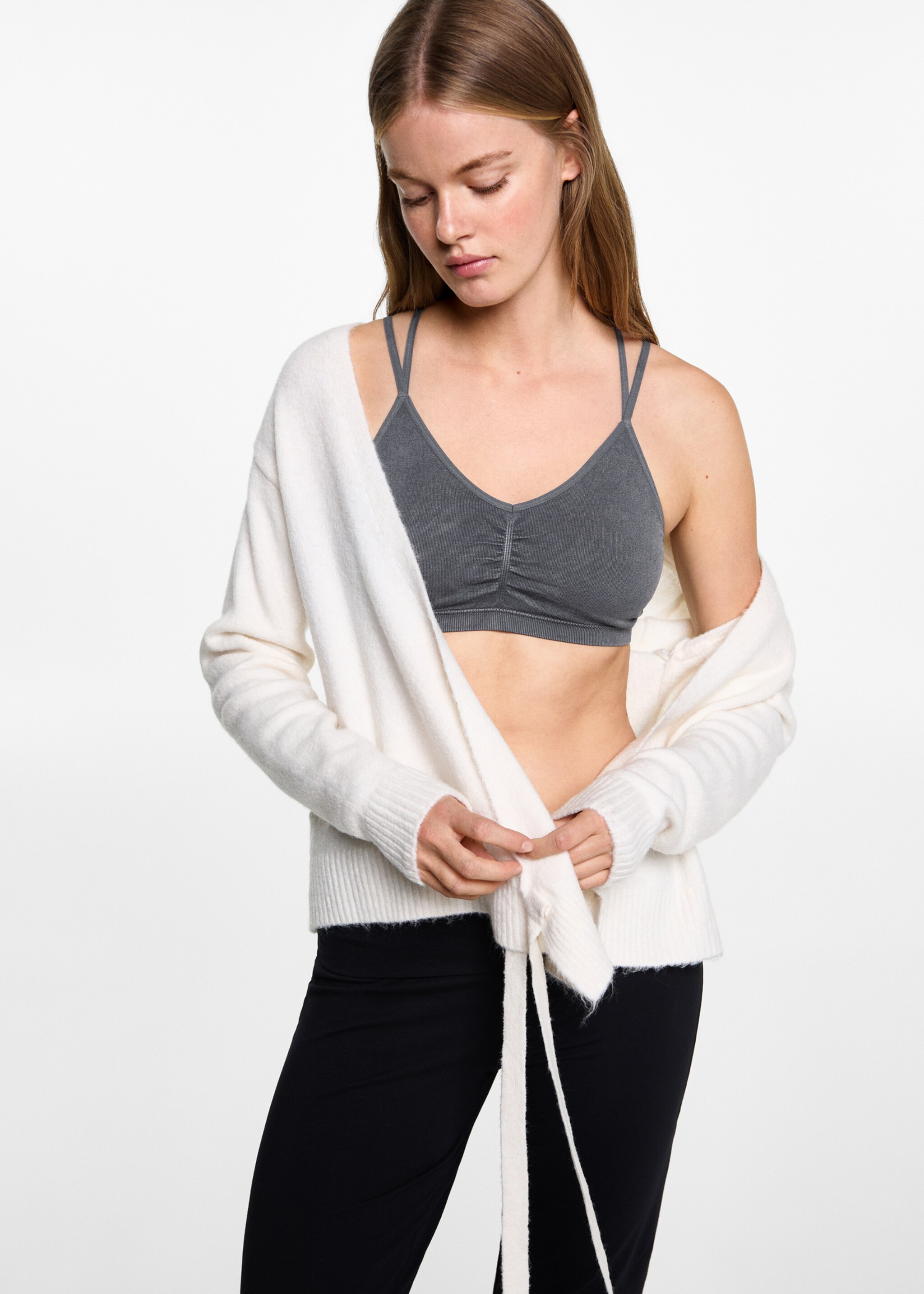 Crisscross strap top - Medium plane, Charcoal. Ref: 77018275-00.