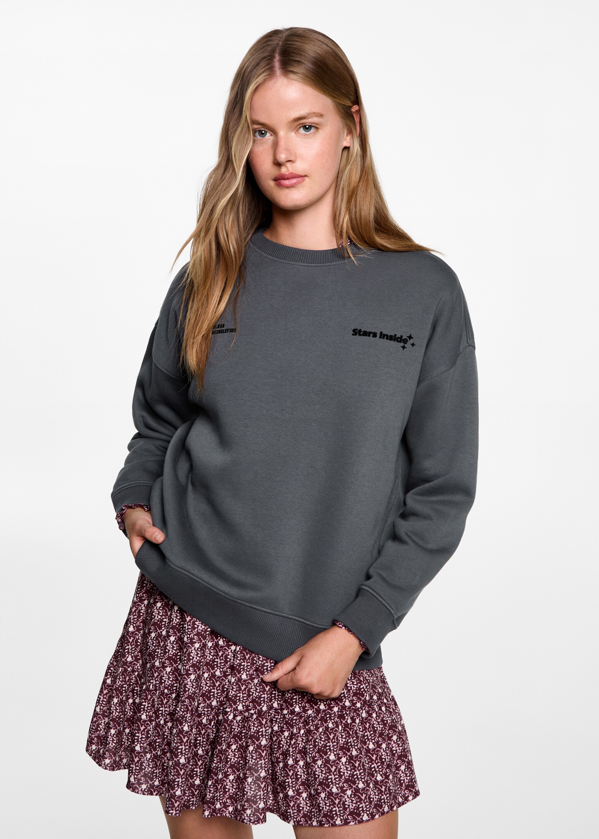 Cotton-blend printed sweatshirt - Medium plane