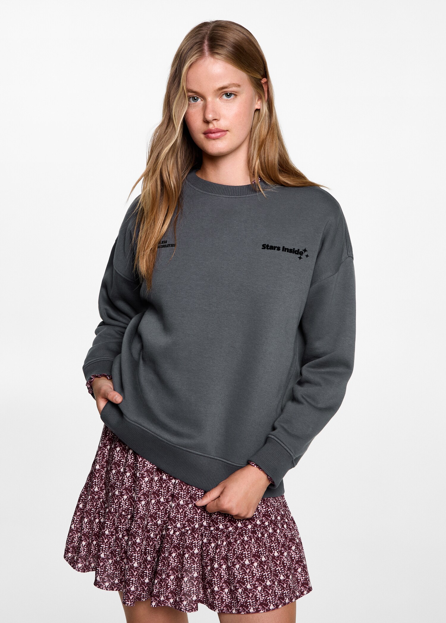 Cotton-blend printed sweatshirt - Medium plane
