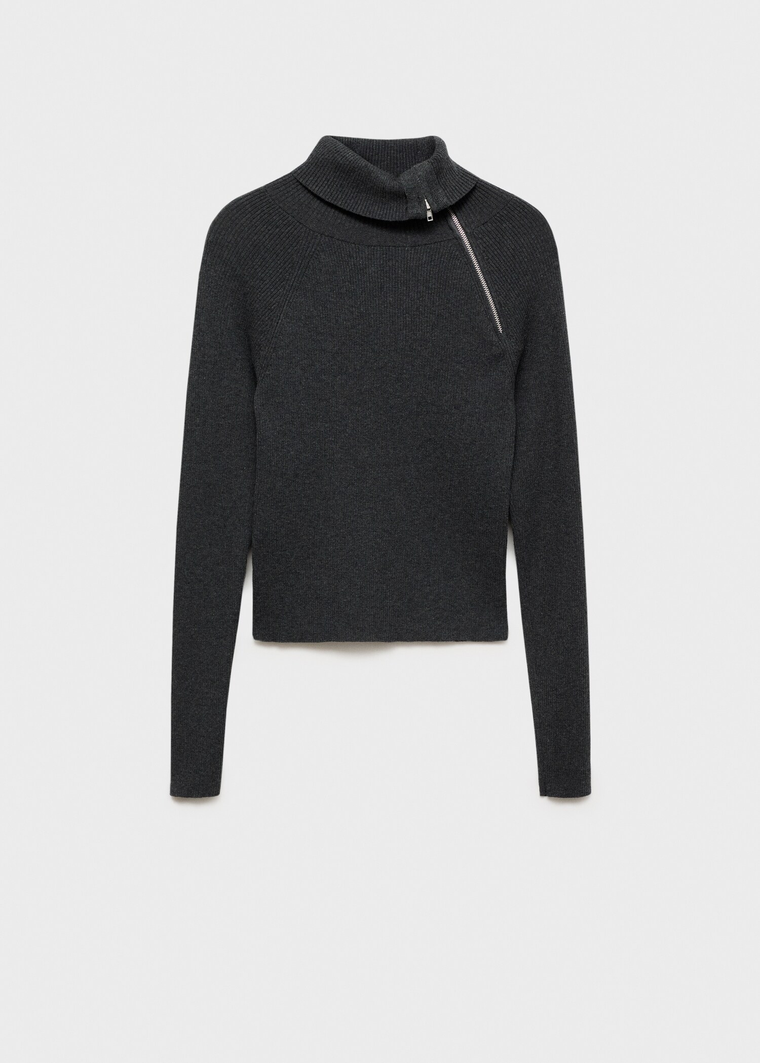 Ribbed sweater with zip collar - Article without model