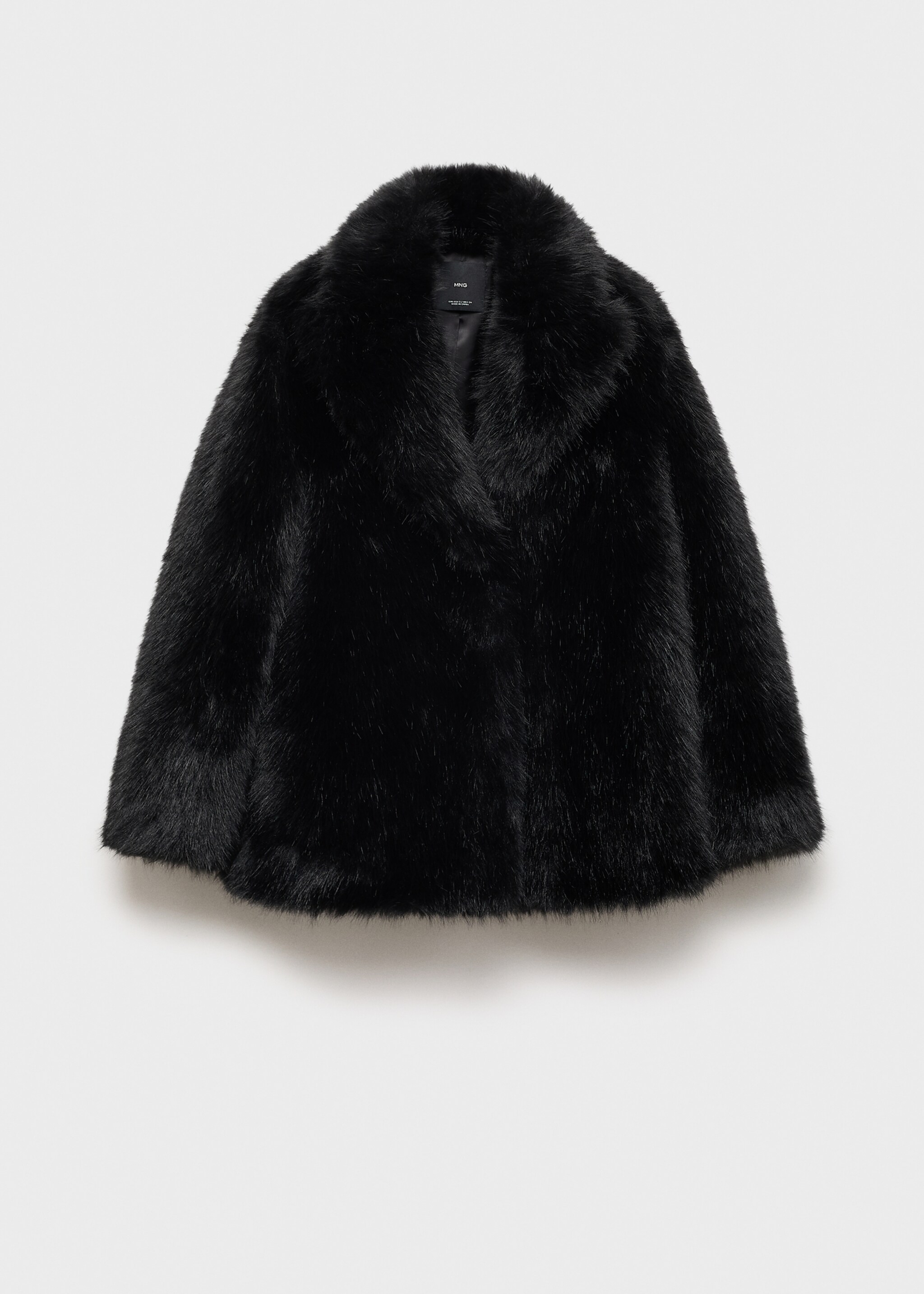 Παλτό συνθετική γούνα με πέτο - Προϊόν χωρίς μοντέλο, Μαύρο. Ref: 77019032-00.