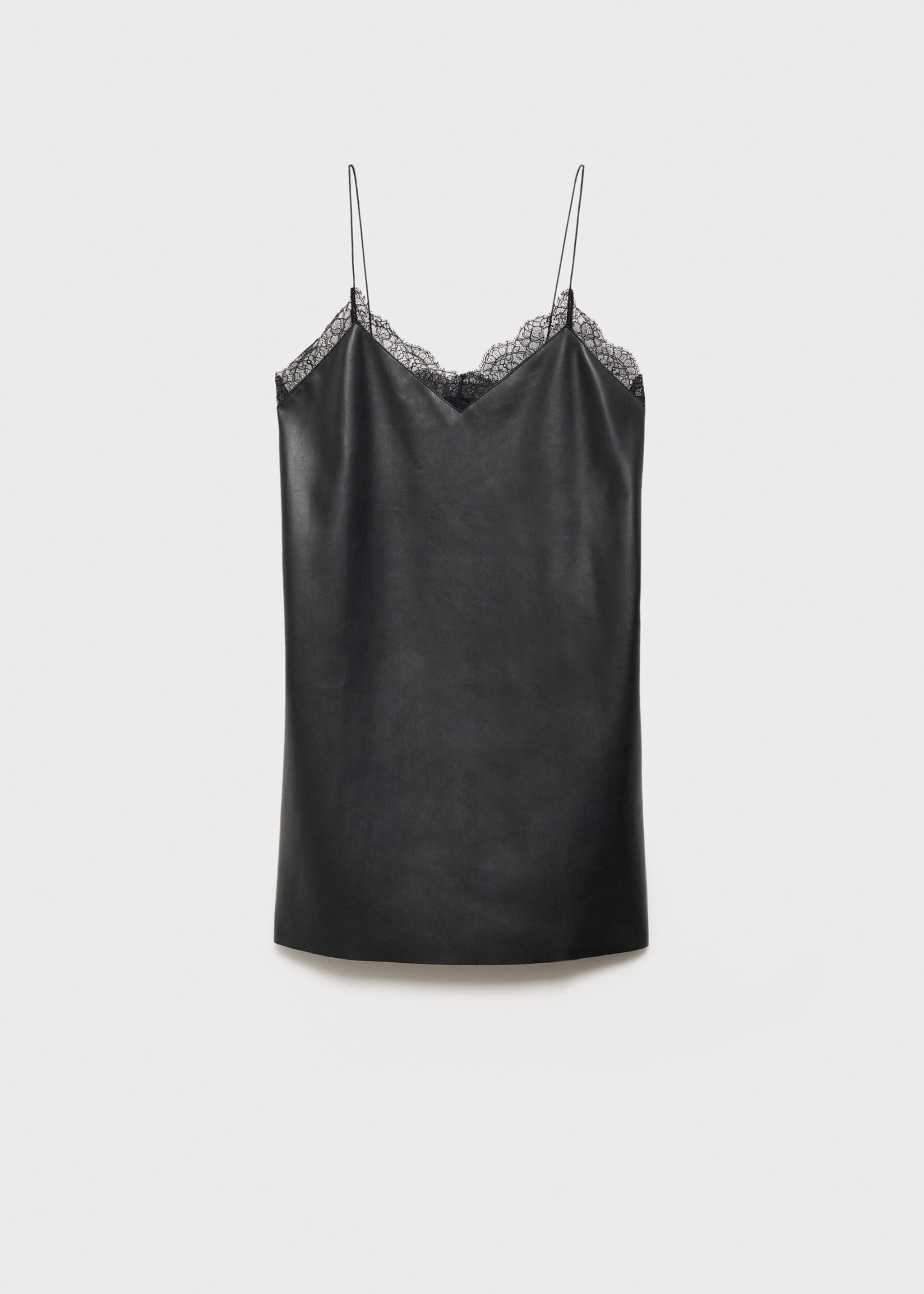 Leather-effect slip dress - Article without model, Black. Ref: 77019033-00.