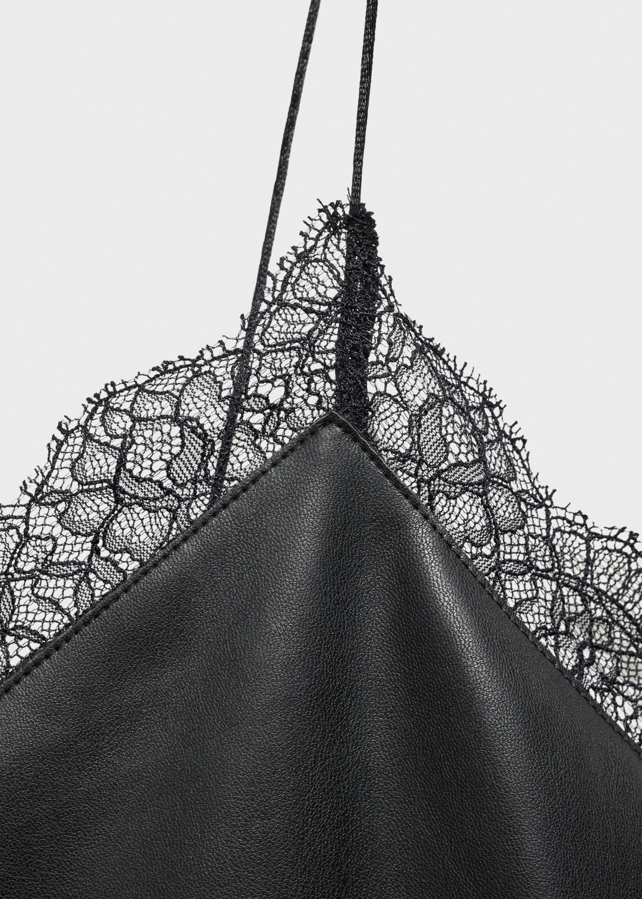 Leather-effect slip dress - Details of the article 8, Black. Ref: 77019033-00.