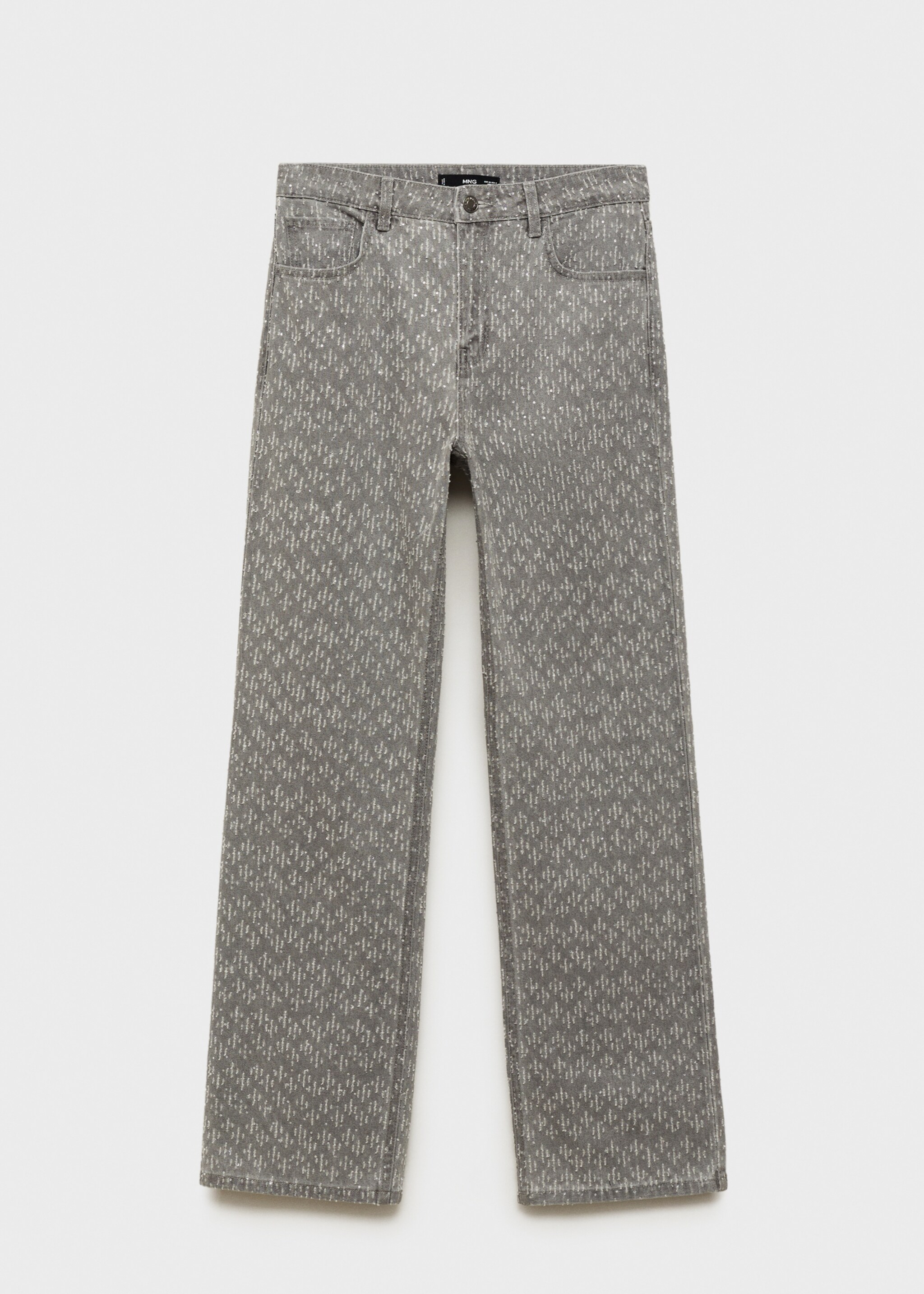 Straight-fit jeans with rhinestone detail - Article without model, Denim Grey. Ref: 77019057-00.