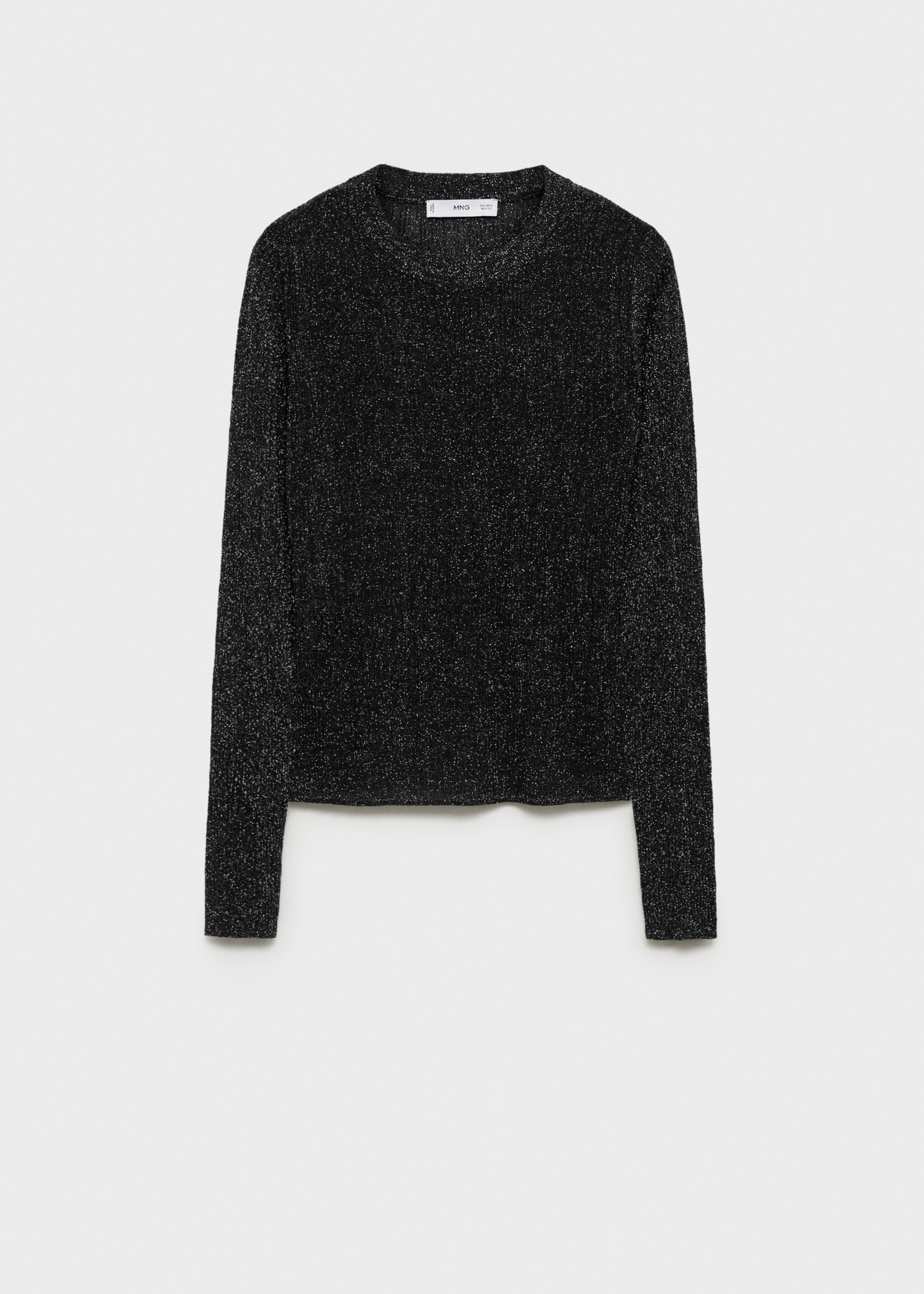 Crewneck lurex sweater - Article without model, Black. Ref: 77019061-00.