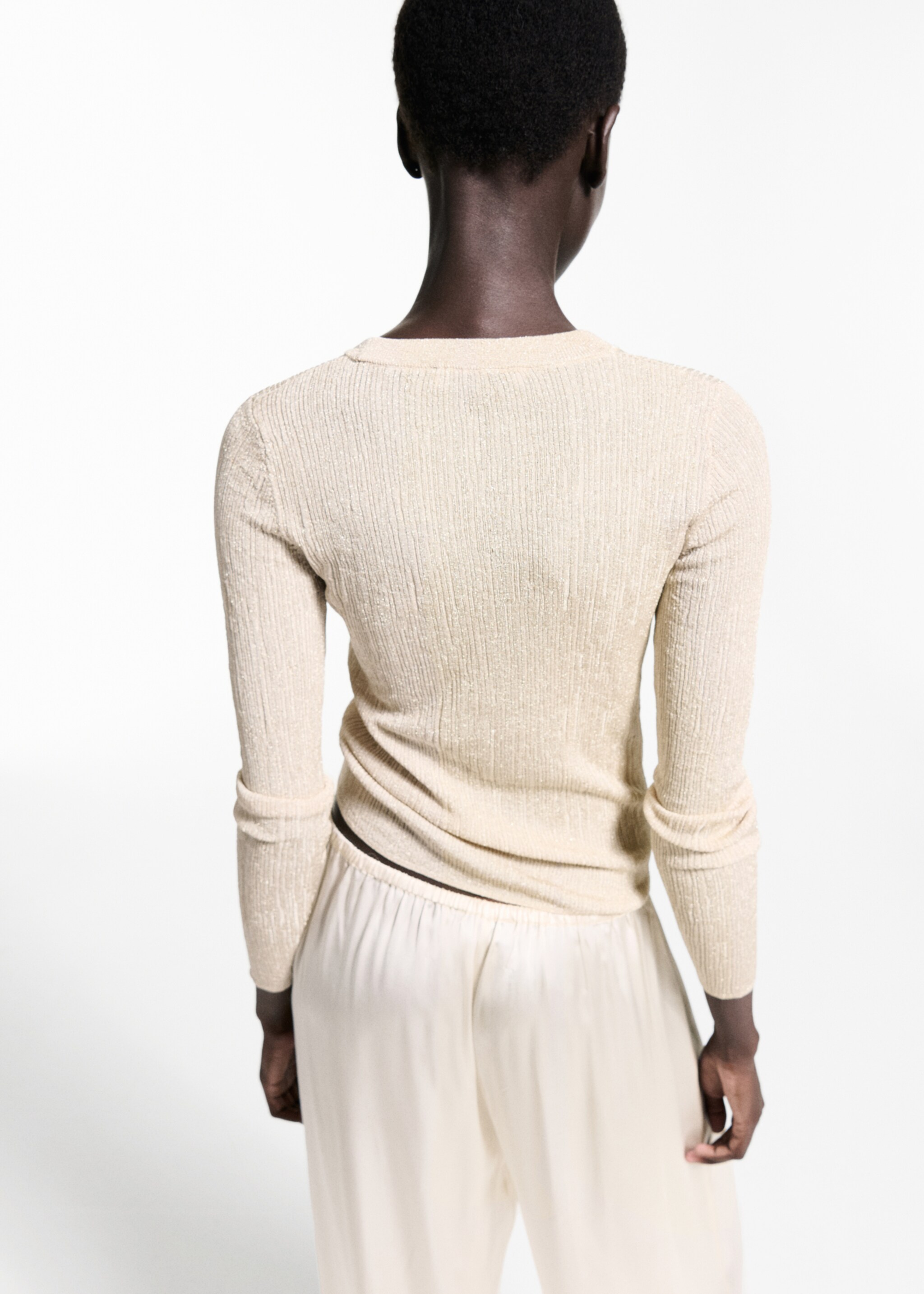 Crewneck lurex sweater - Reverse of the article, Gold. Ref: 77019061-00.