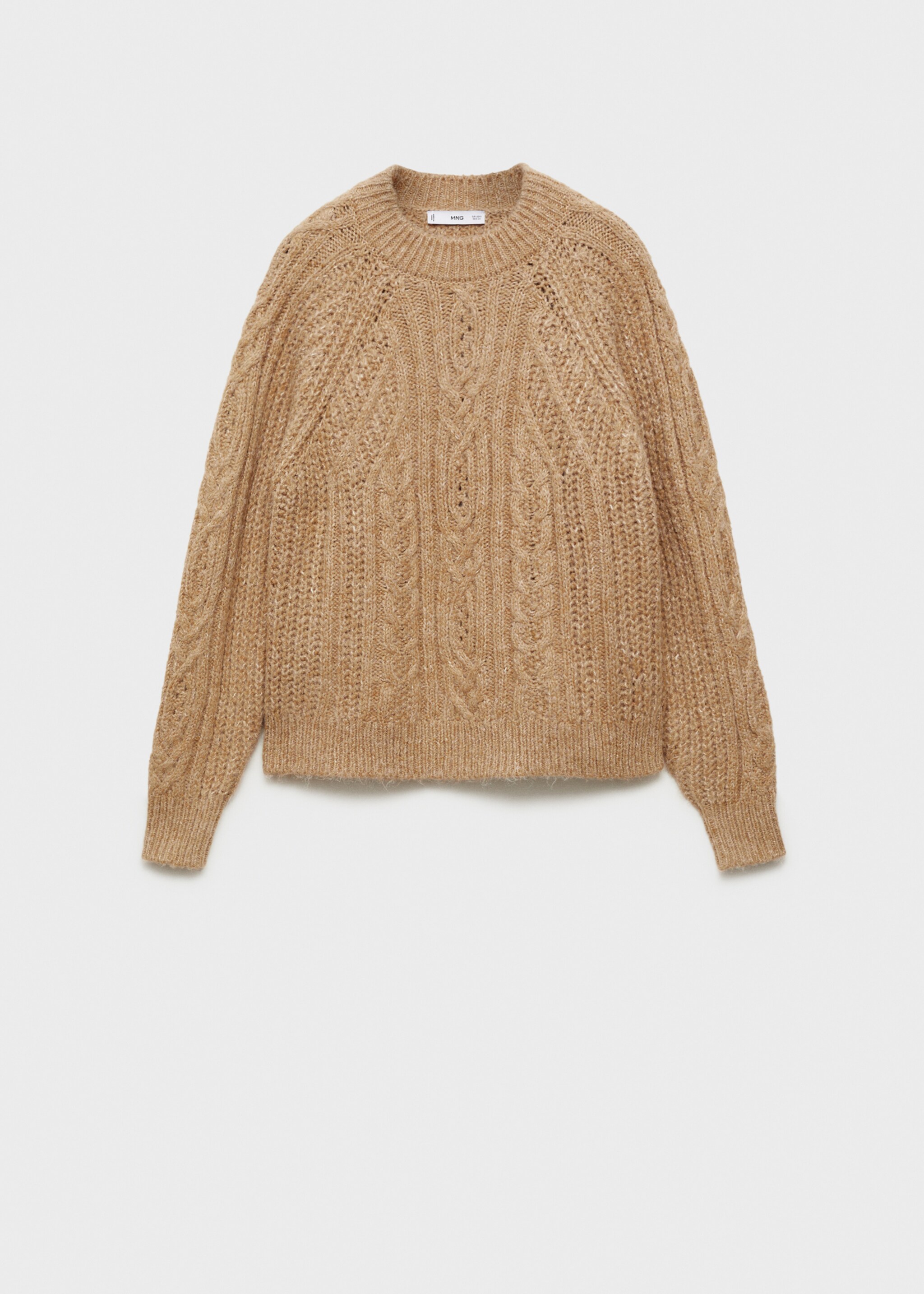 Thick knit round neck sweater - Article without model, Medium Brown. Ref: 77019062-00.