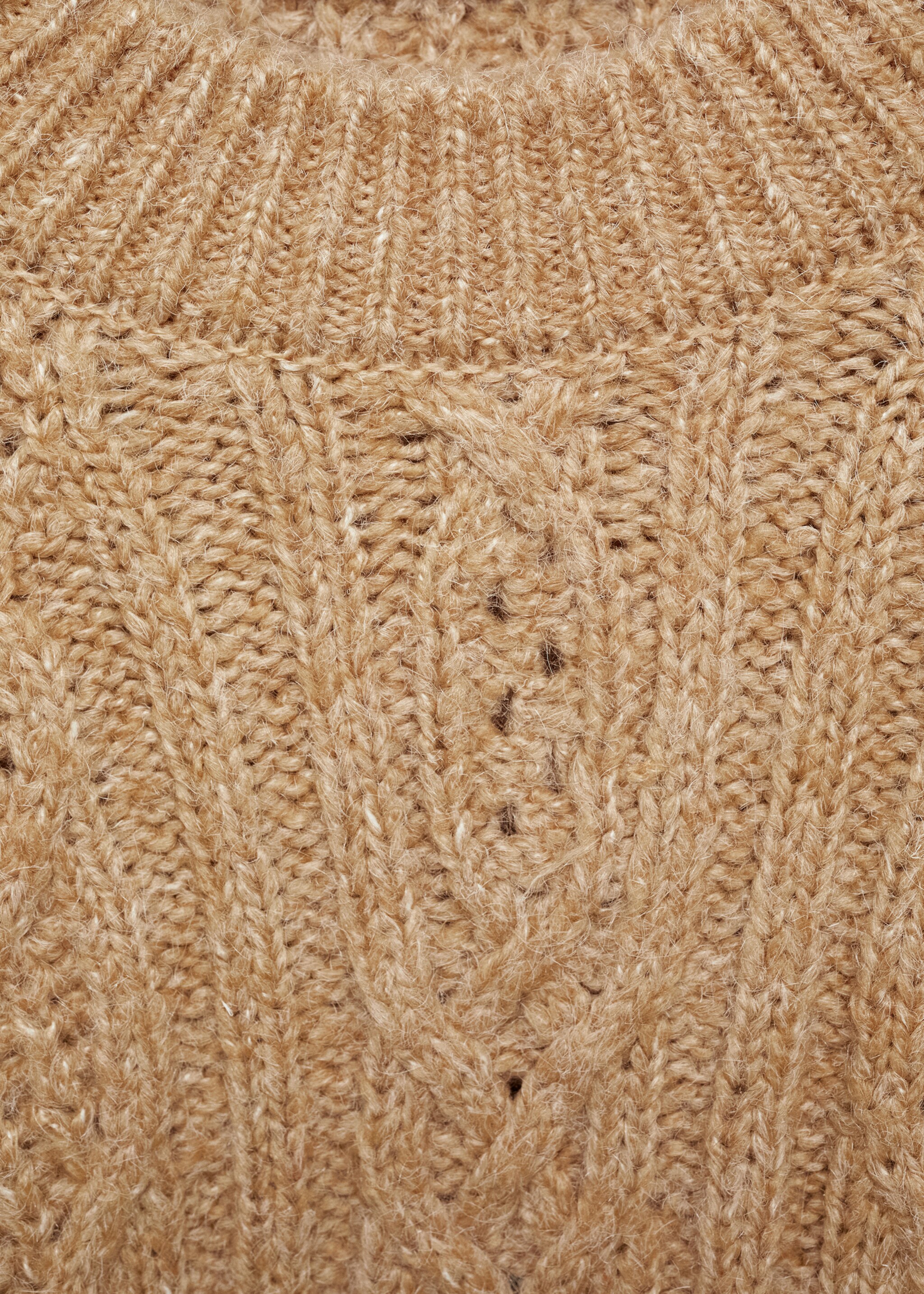 Thick knit round neck sweater - Details of the article 8, Medium Brown. Ref: 77019062-00.