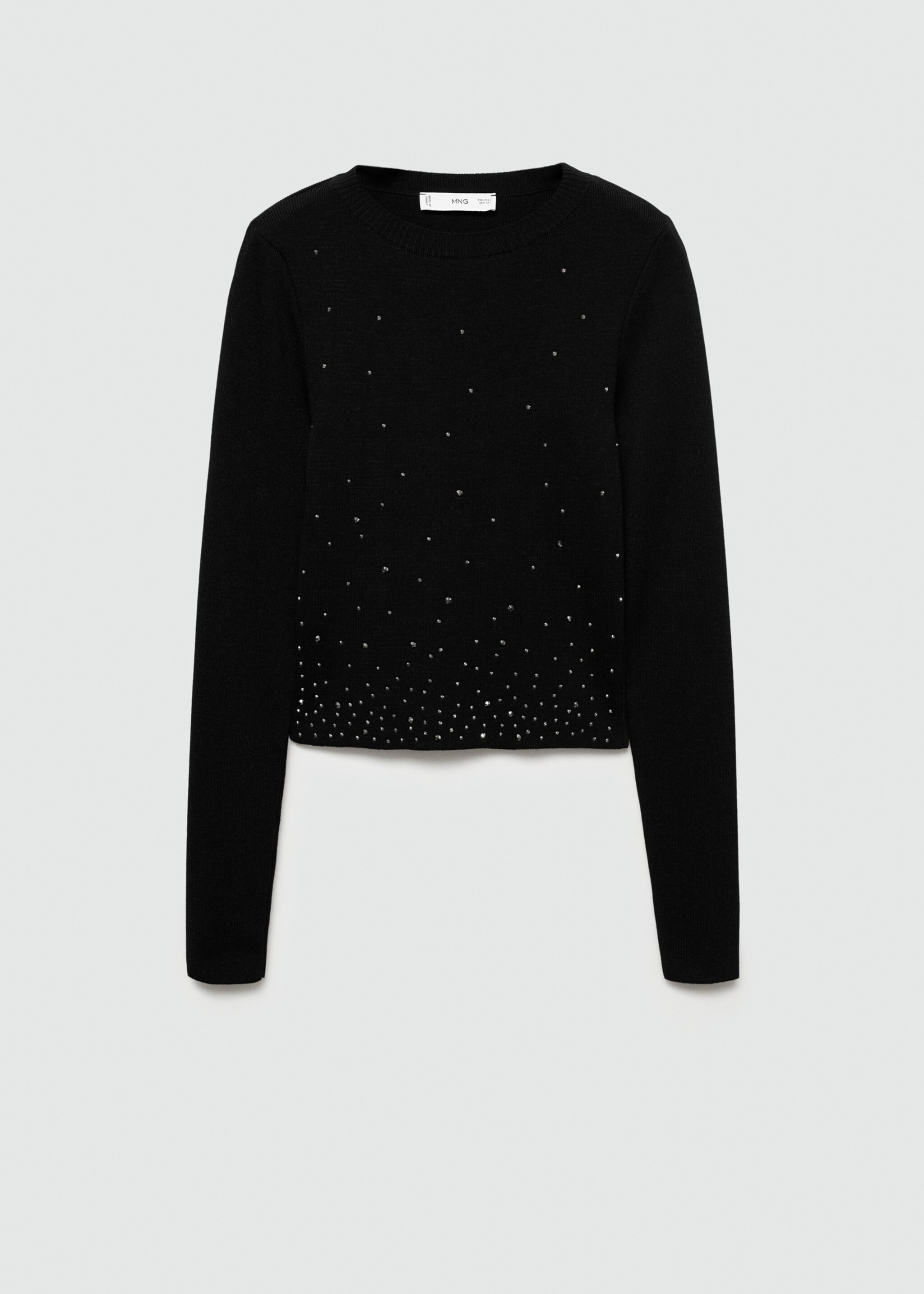 Crop trui met stras - Artikel zonder model, Zwart. Ref: 77019063-00.