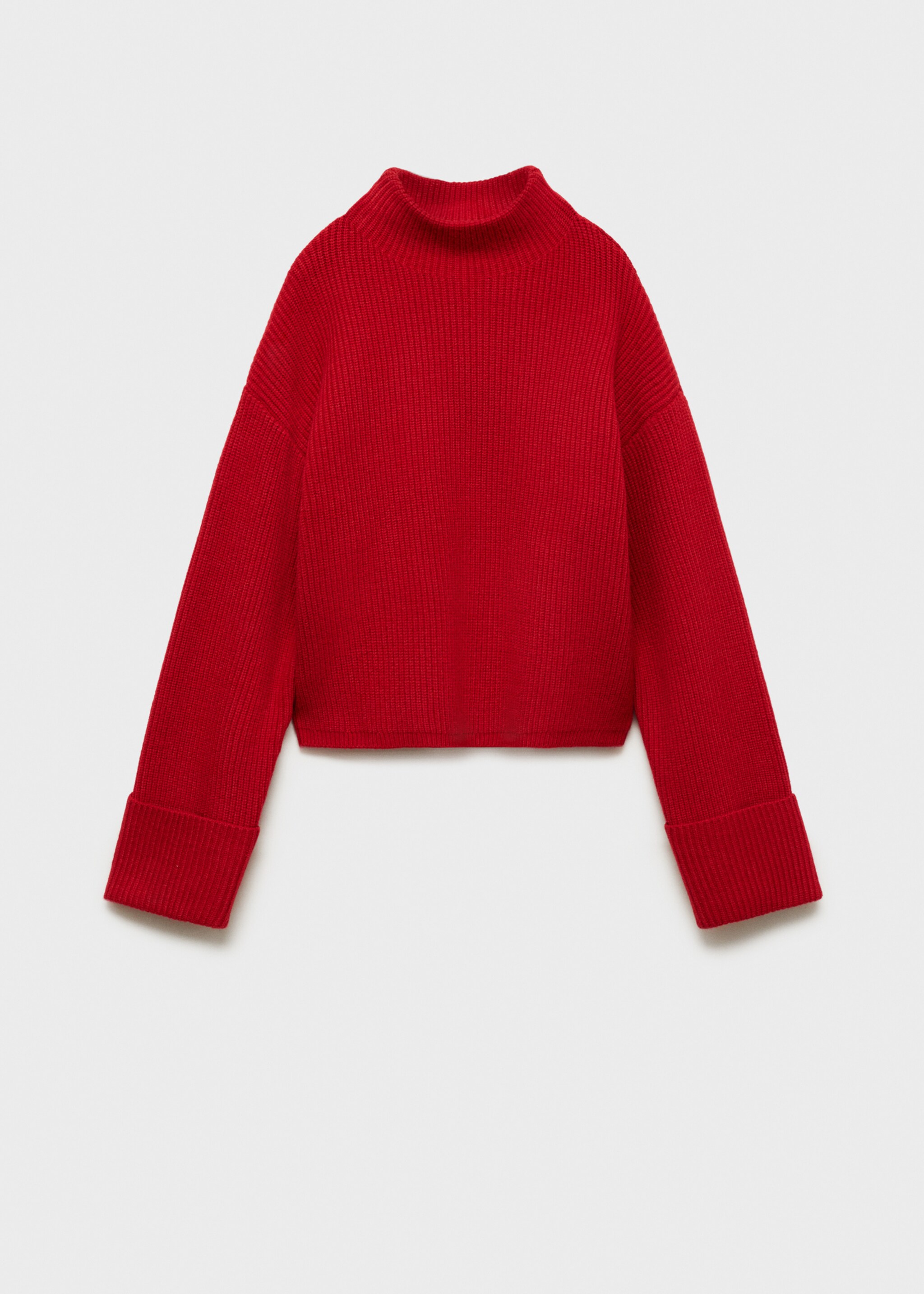 Ribbed sweater with perkins neck - Article without model, Red. Ref: 77019066-00.