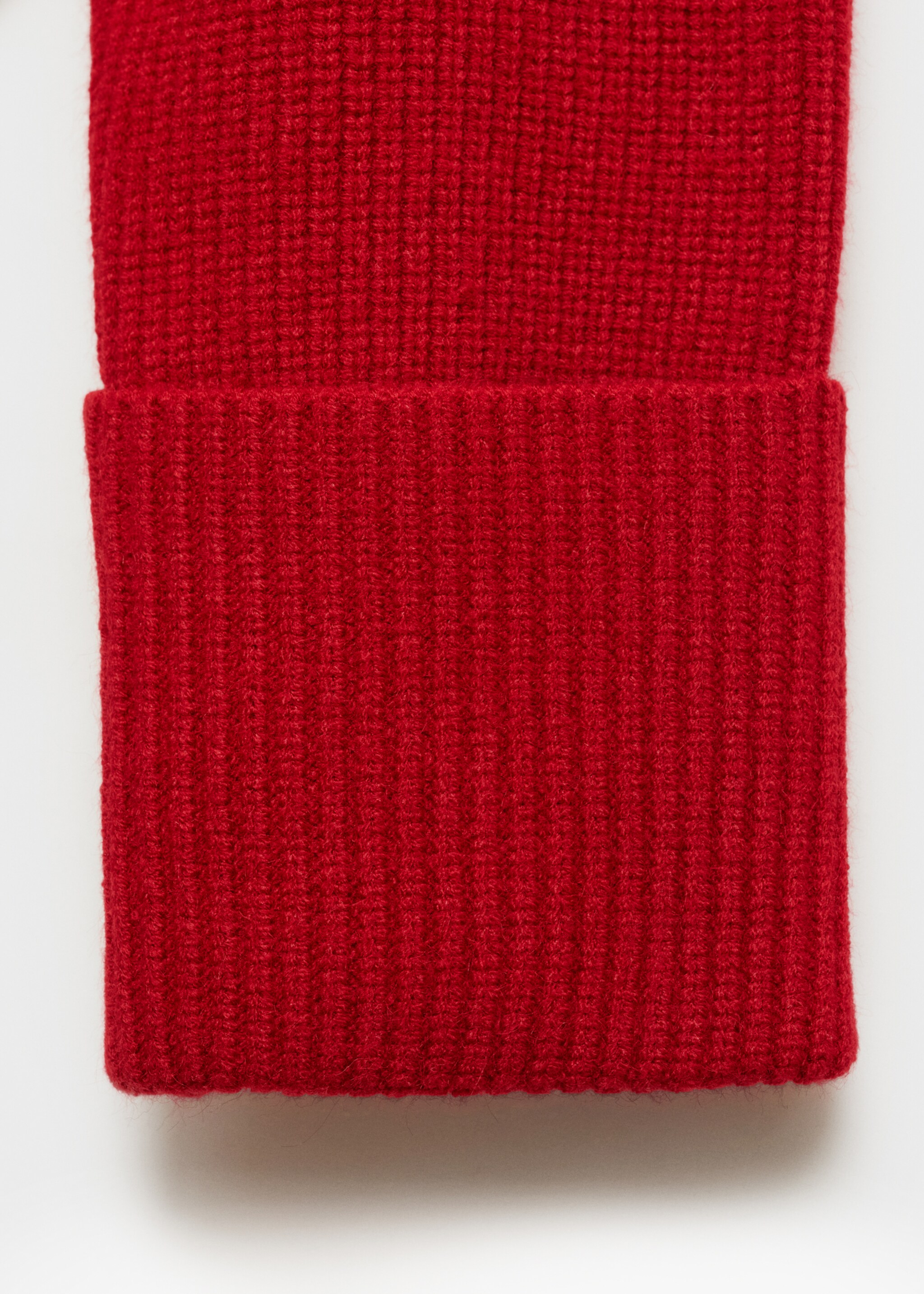 Ribbed sweater with perkins neck - Details of the article 0, Red. Ref: 77019066-00.