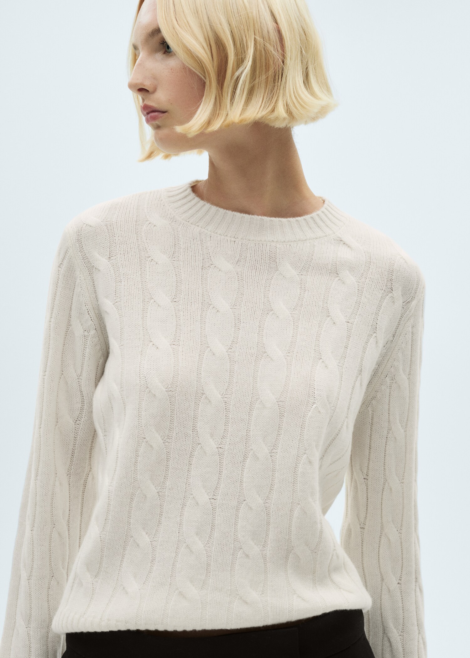 Braided wool sweater - Medium plane
